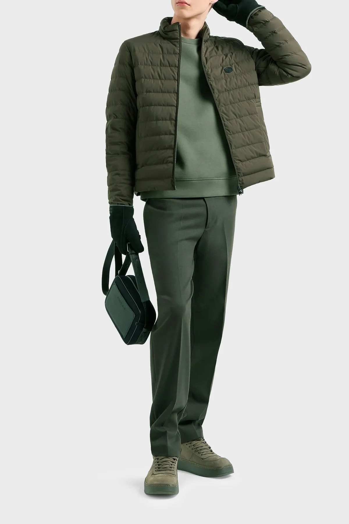 Emporio Armani Dik Yaka Cepli Kuş Tüyü Dolgulu Şişme Erkek Mont 8N1BQ2 1NLRZ 05A6 HAKİ - 2