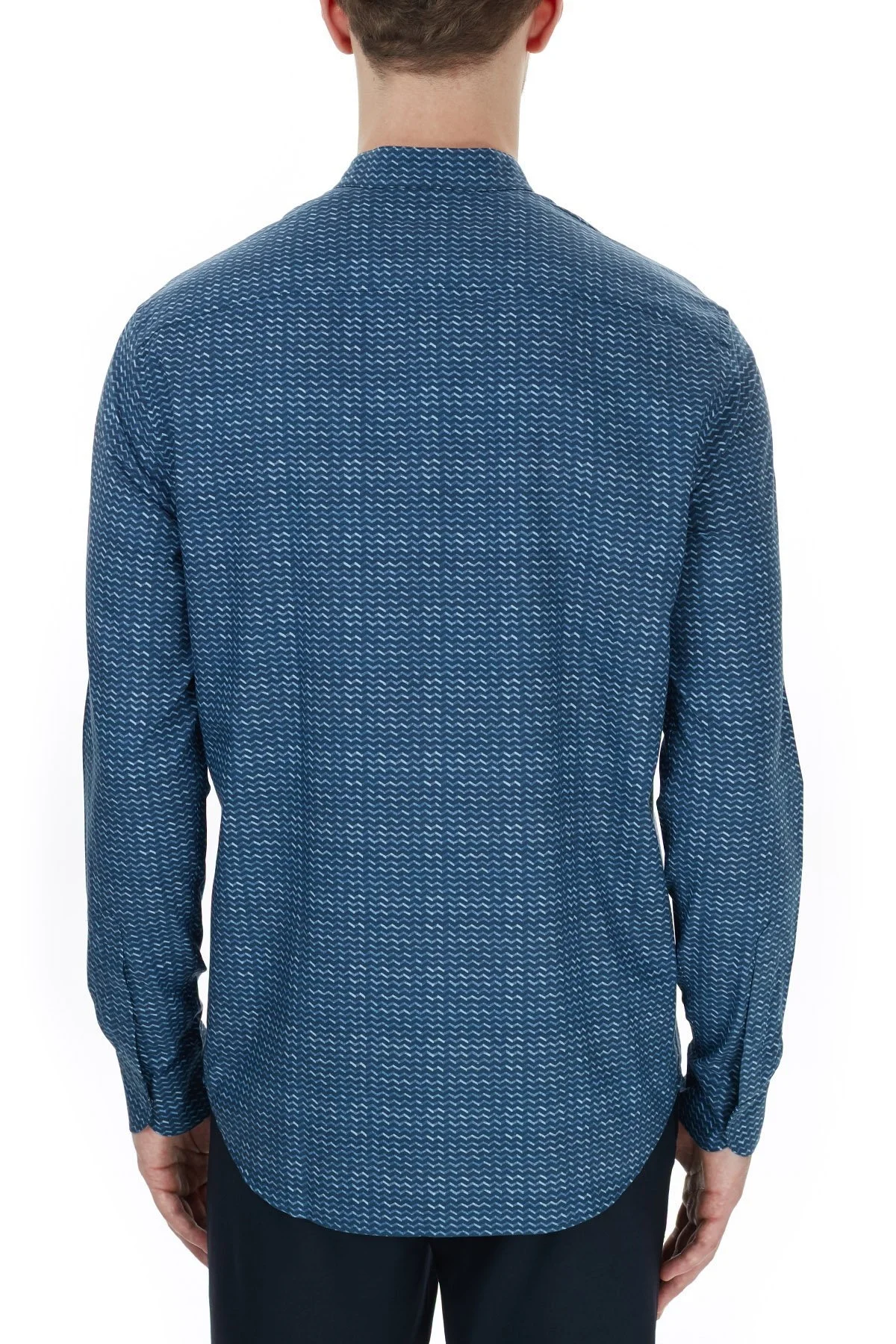 Emporio Armani Dik Yaka Fermuarlı Erkek Gömlek 91SMLL 1ND1Z F904 LACİVERT - 2