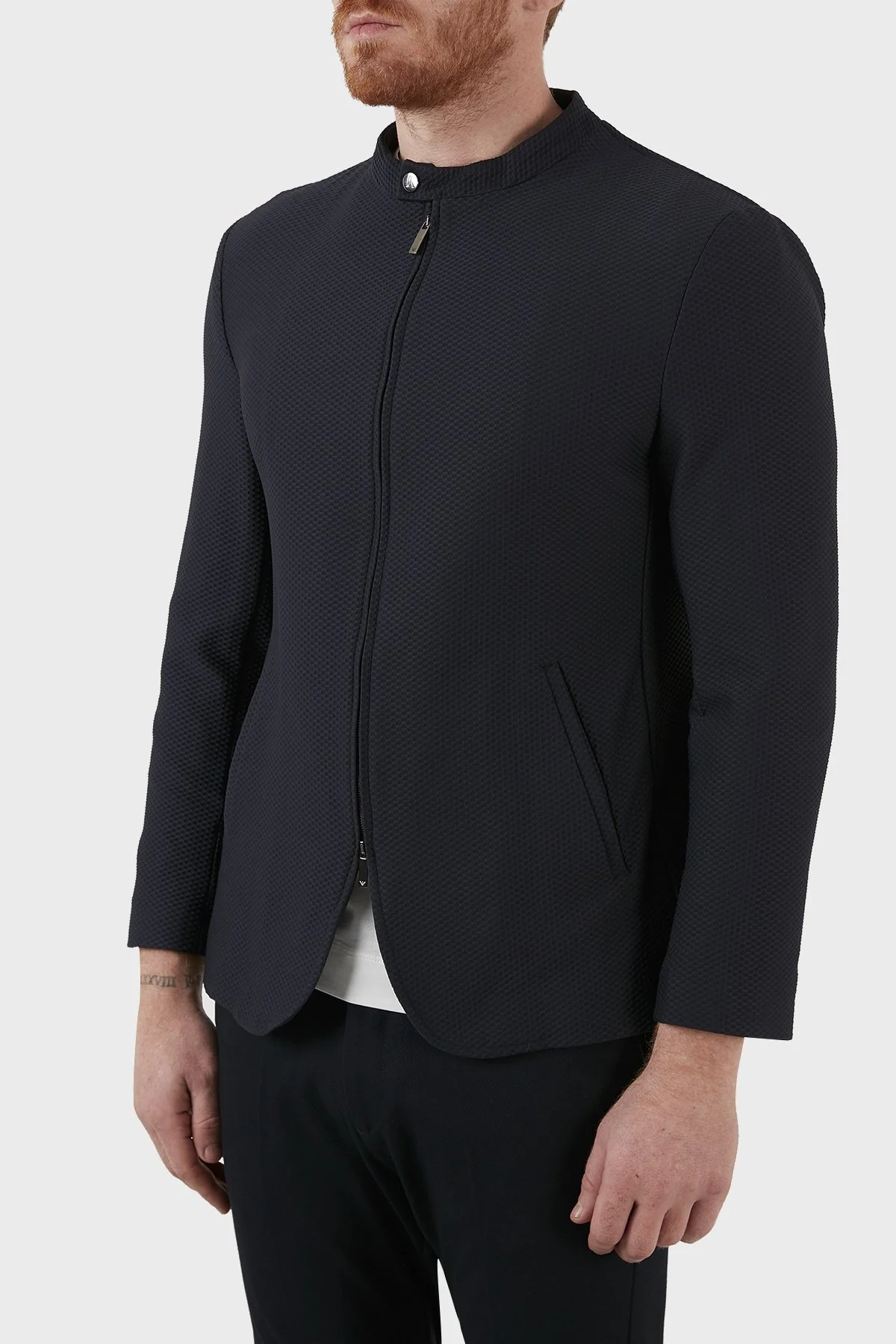 Emporio Armani Dik Yaka Fermuarlı Süper Rahat Erkek Ceket I1G710 I1428 922 LACİVERT - 2