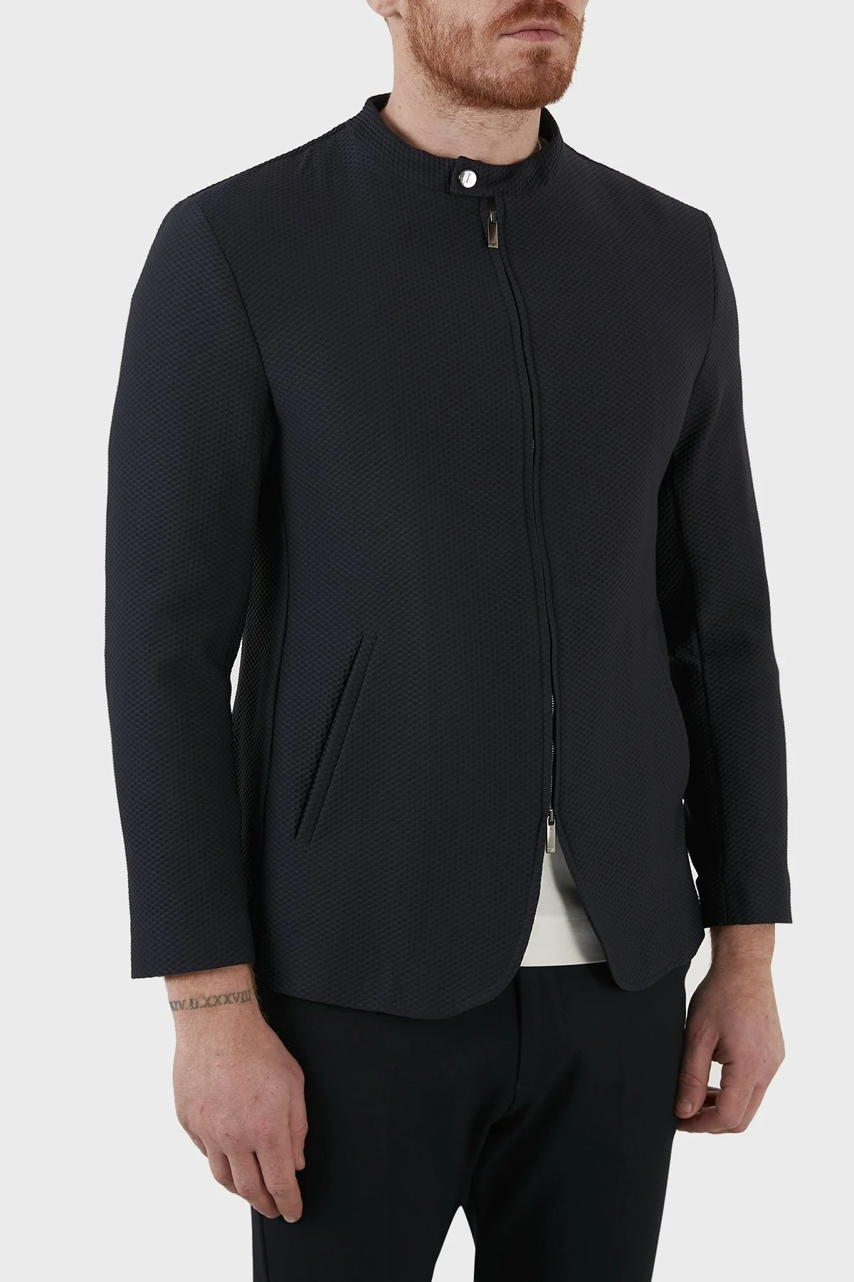 Emporio Armani Dik Yaka Fermuarlı Süper Rahat Erkek Ceket I1G710 I1428 922 LACİVERT - 3