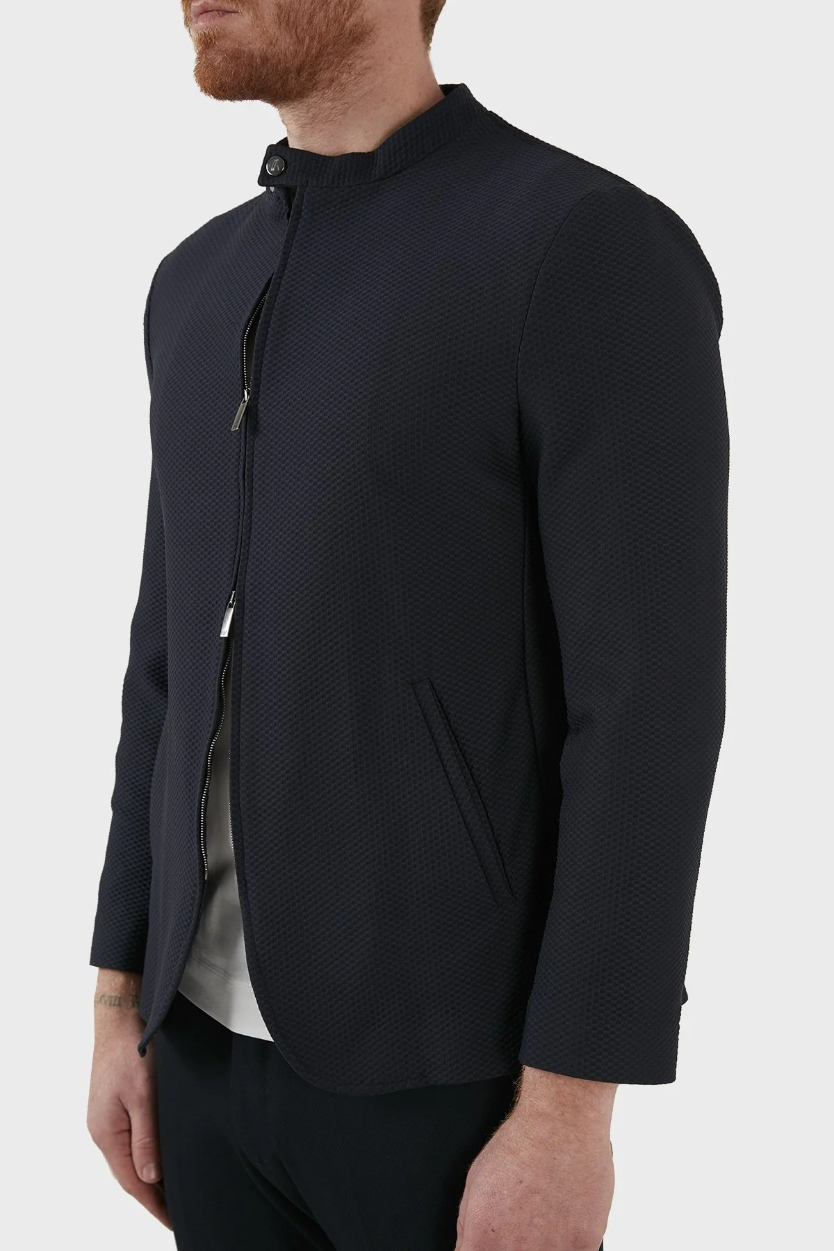Emporio Armani Dik Yaka Fermuarlı Süper Rahat Erkek Ceket I1G710 I1428 922 LACİVERT - 4
