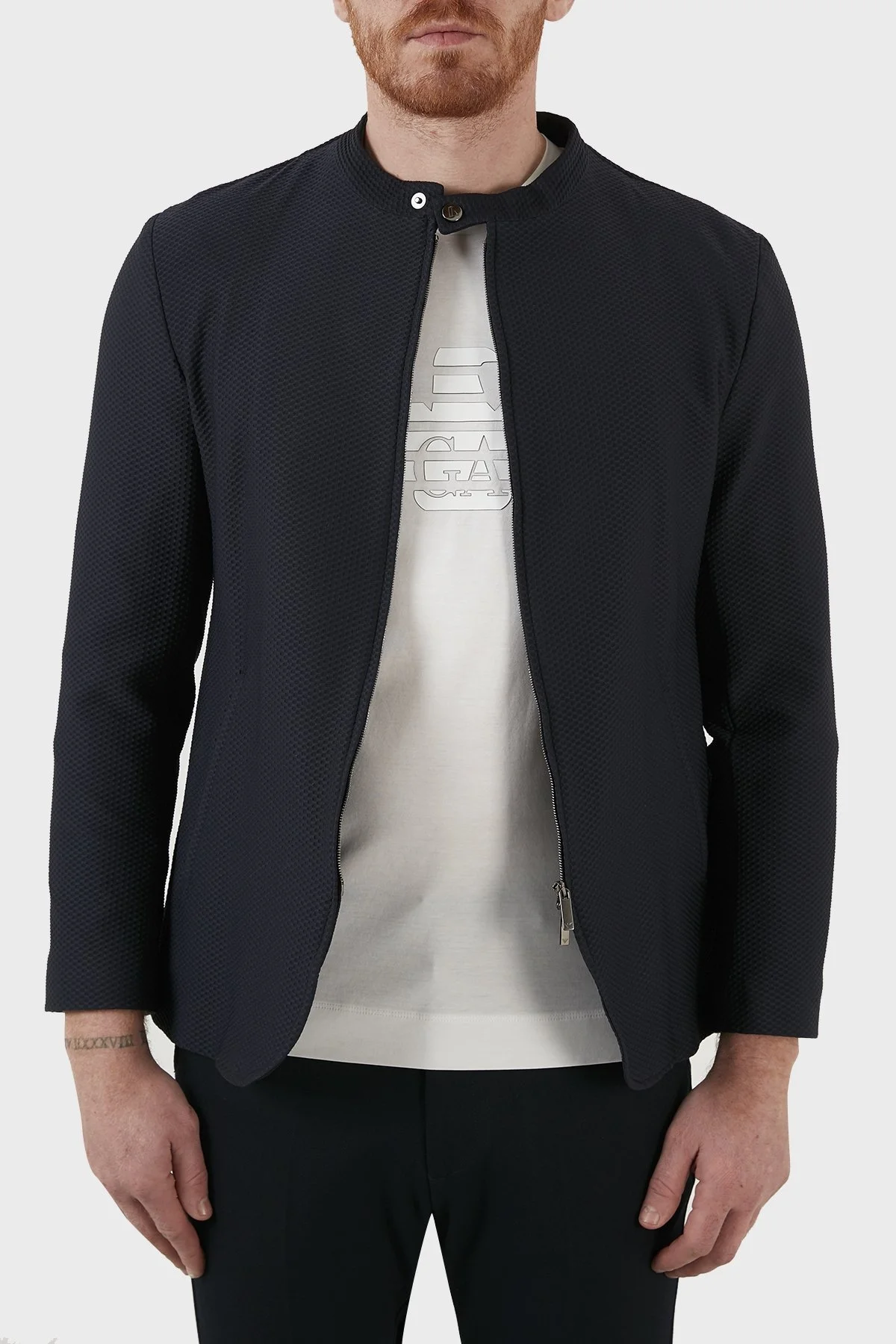 Emporio Armani Dik Yaka Fermuarlı Süper Rahat Erkek Ceket I1G710 I1428 922 LACİVERT - 6