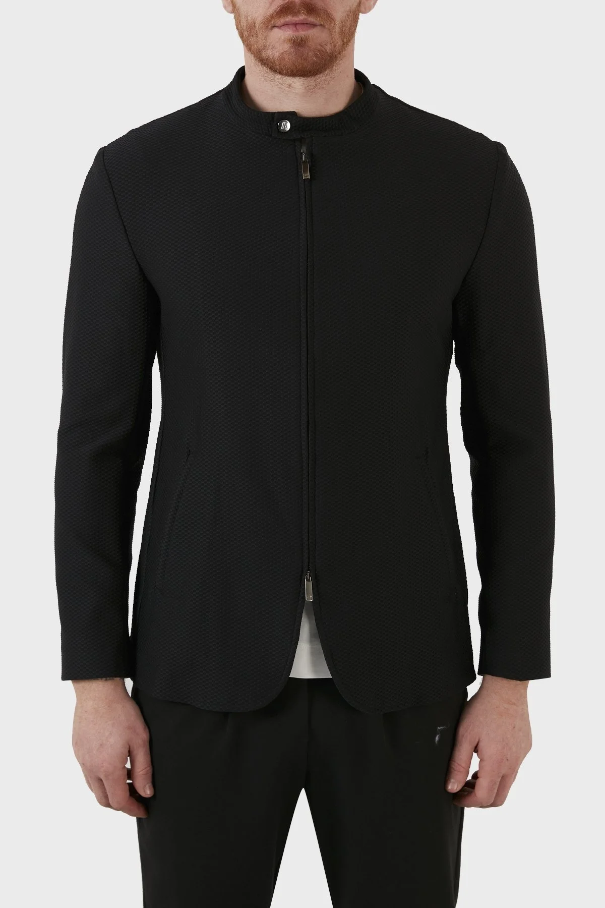 Emporio Armani Dik Yaka Fermuarlı Süper Rahat Erkek Ceket I1G710 I1428 999 SİYAH - 1