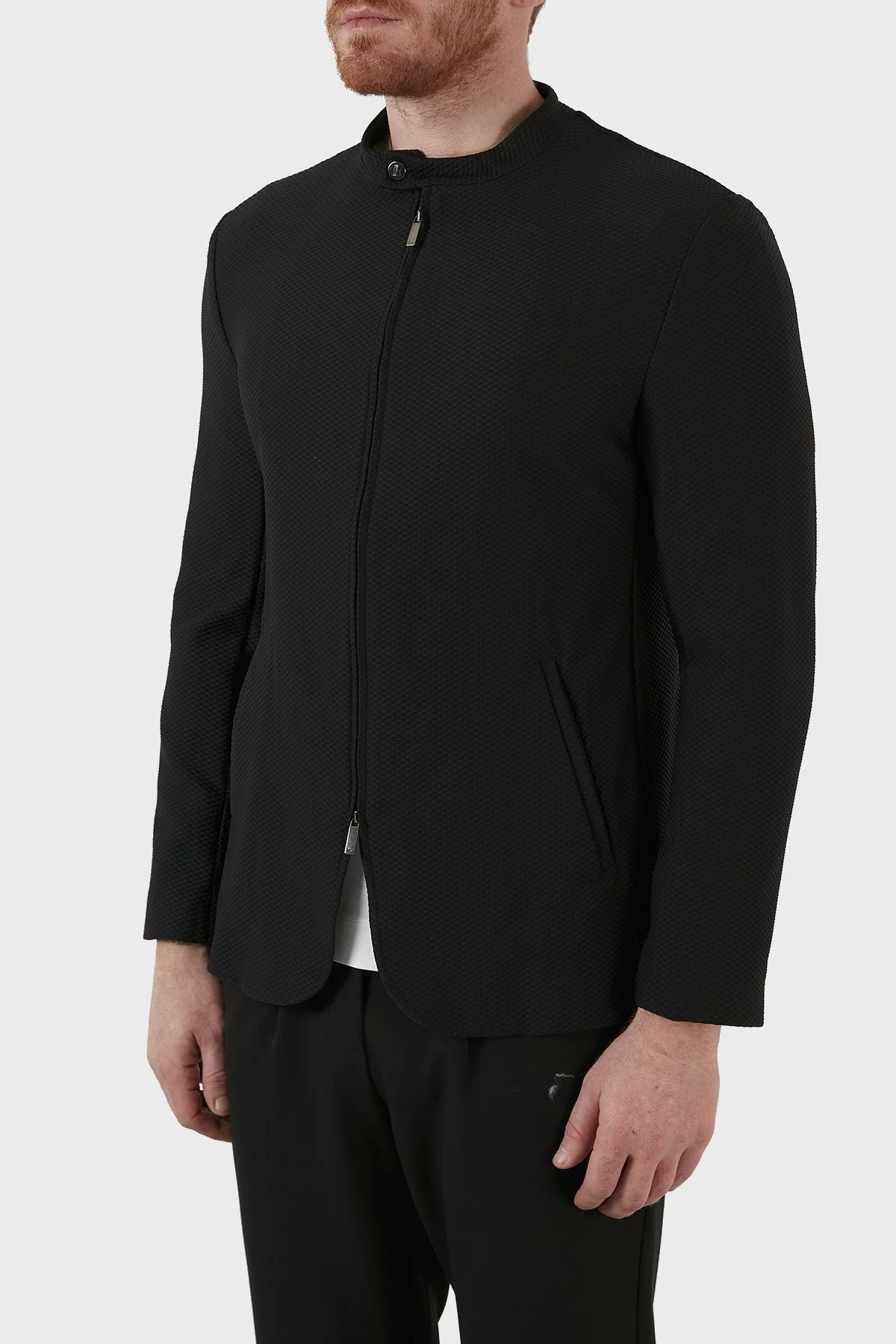 Emporio Armani Dik Yaka Fermuarlı Süper Rahat Erkek Ceket I1G710 I1428 999 SİYAH - 3