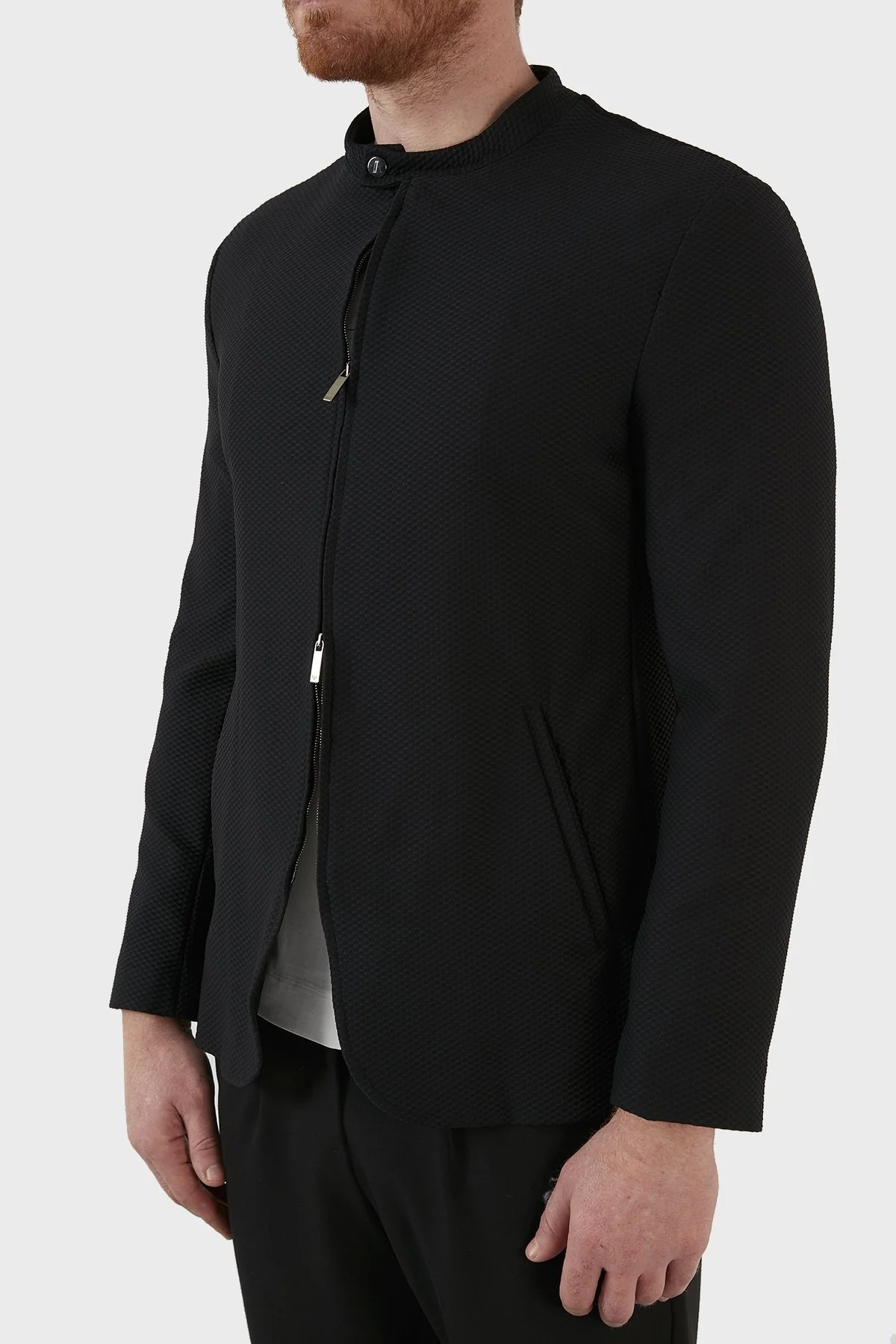 Emporio Armani Dik Yaka Fermuarlı Süper Rahat Erkek Ceket I1G710 I1428 999 SİYAH - 4