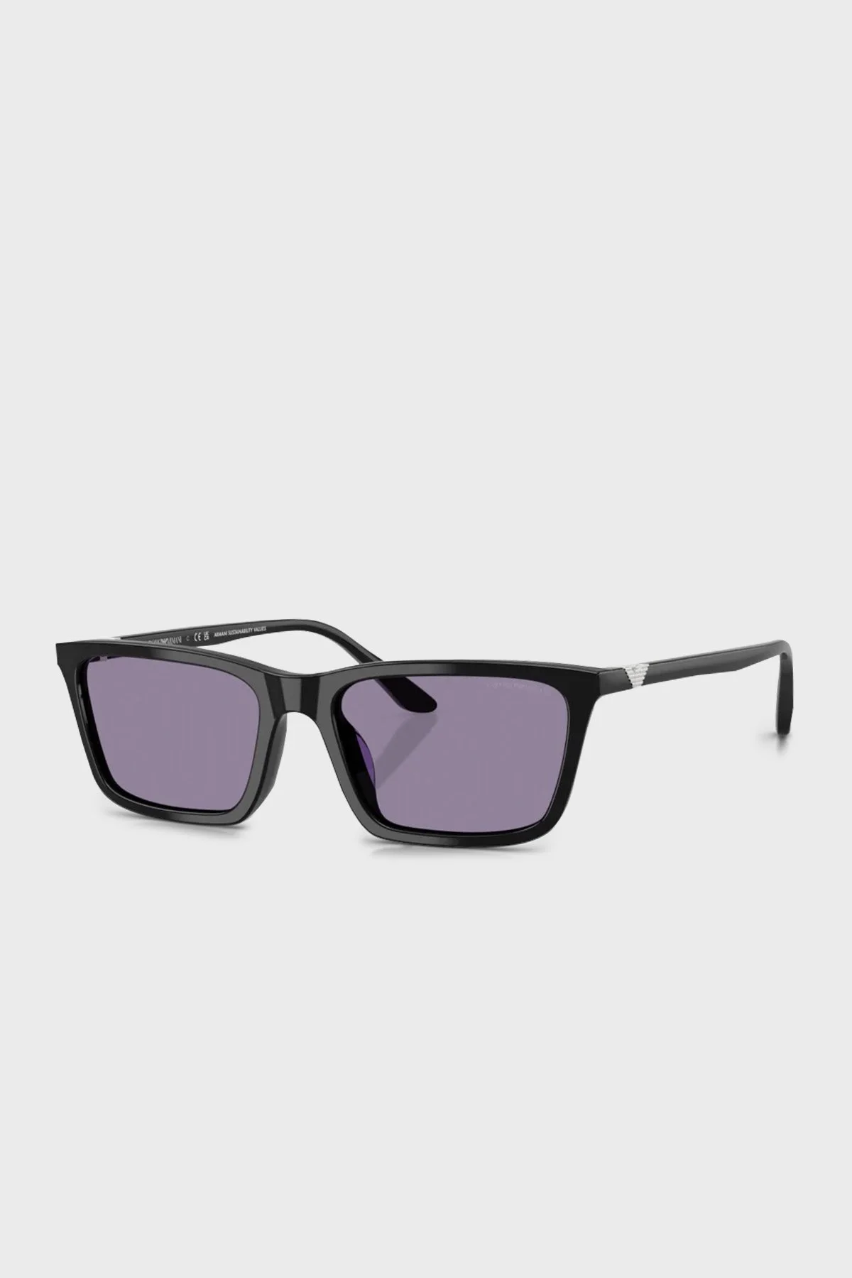 Emporio Armani Dikdörtgen Güneş Kadın Gözlük 0EA4239U 501769 55 Parlak Siyah-Mor - 1