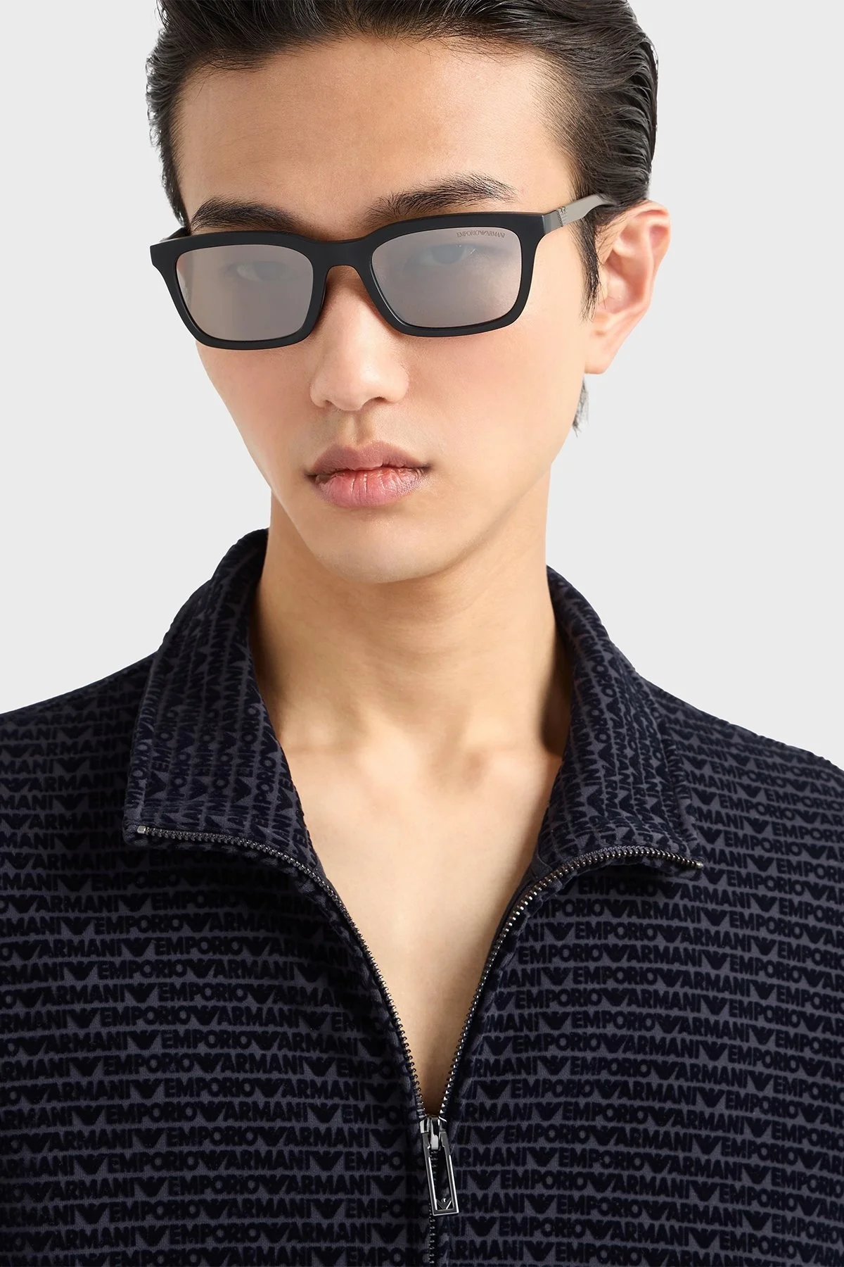 Emporio Armani Dikdörtgen Güneş Erkek Gözlük 0EA4249U 50016G 55 Mat Siyah-Açık Gri Flash Gümüş - 7