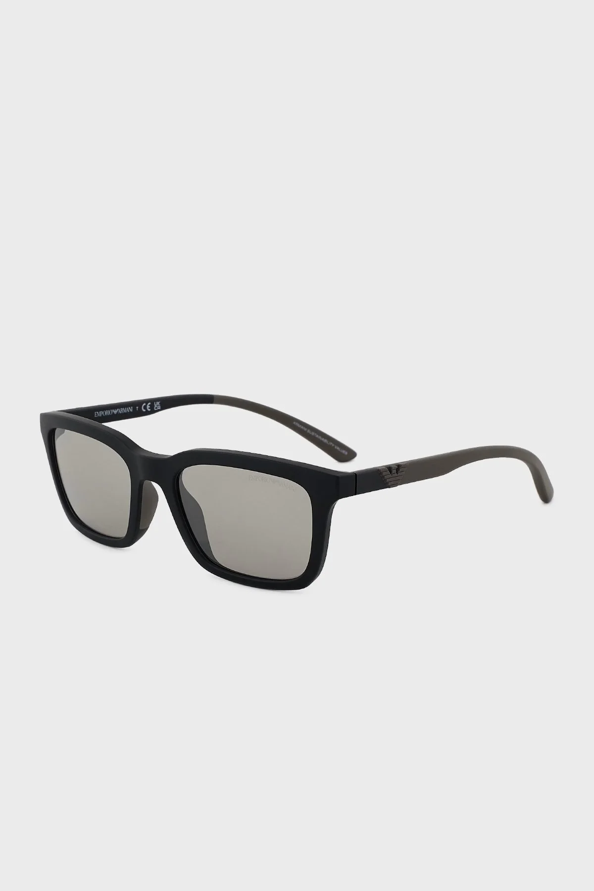 Emporio Armani Dikdörtgen Güneş Erkek Gözlük 0EA4249U 50016G 55 Mat Siyah-Açık Gri Flash Gümüş - 1