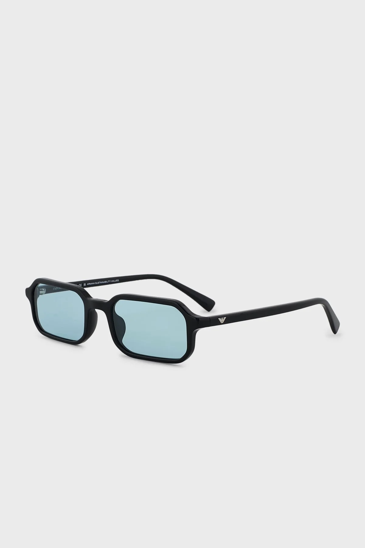 Emporio Armani Dikdörtgen Güneş Erkek Gözlük 0EA4253U 501765 54 Parlak Siyah-Açık Gök Mavisi - 6