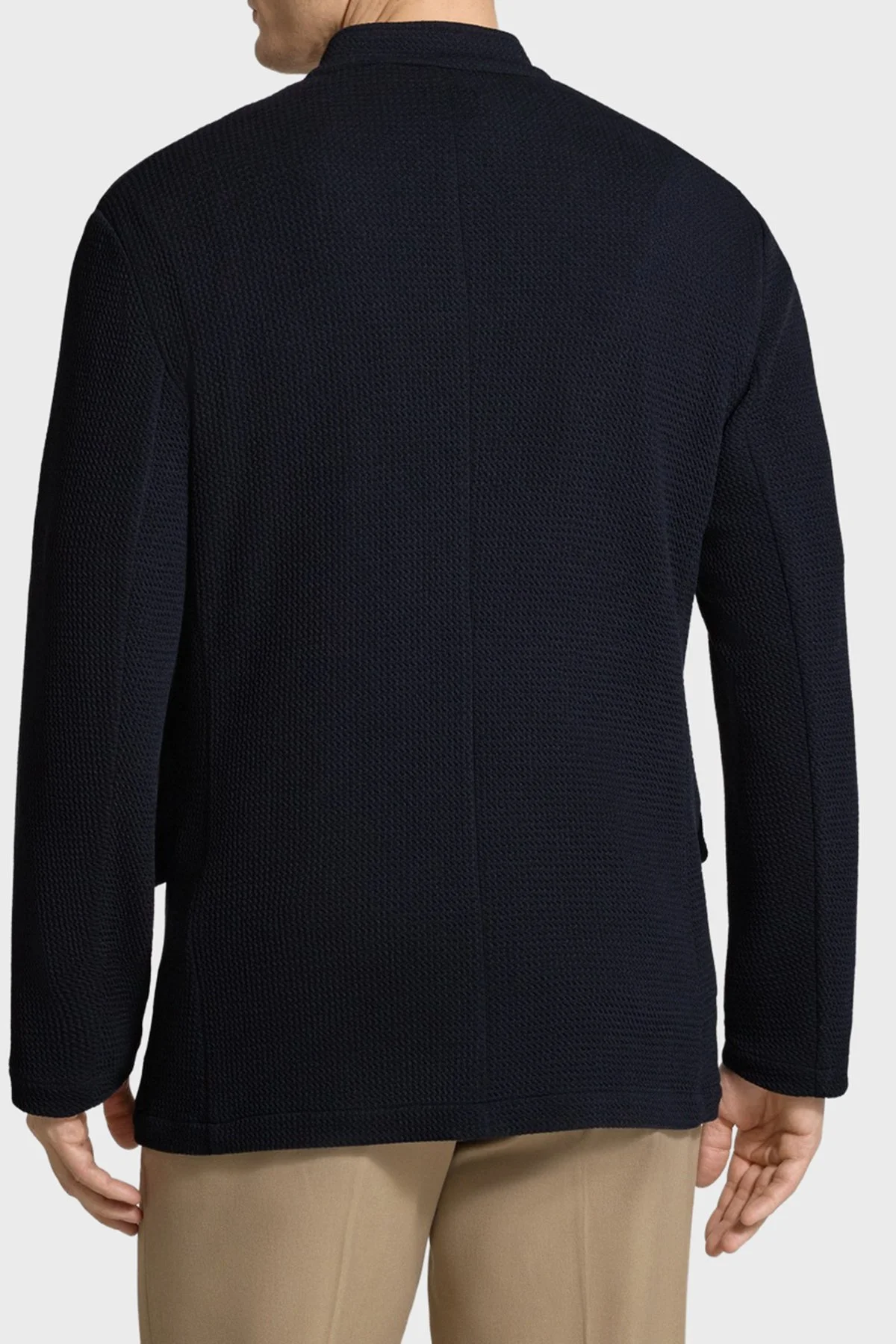 Emporio Armani Dokulu Hakim Yaka Düğmeli Erkek Ceket EM005891 AF23623 UB118 LACİVERT - 3