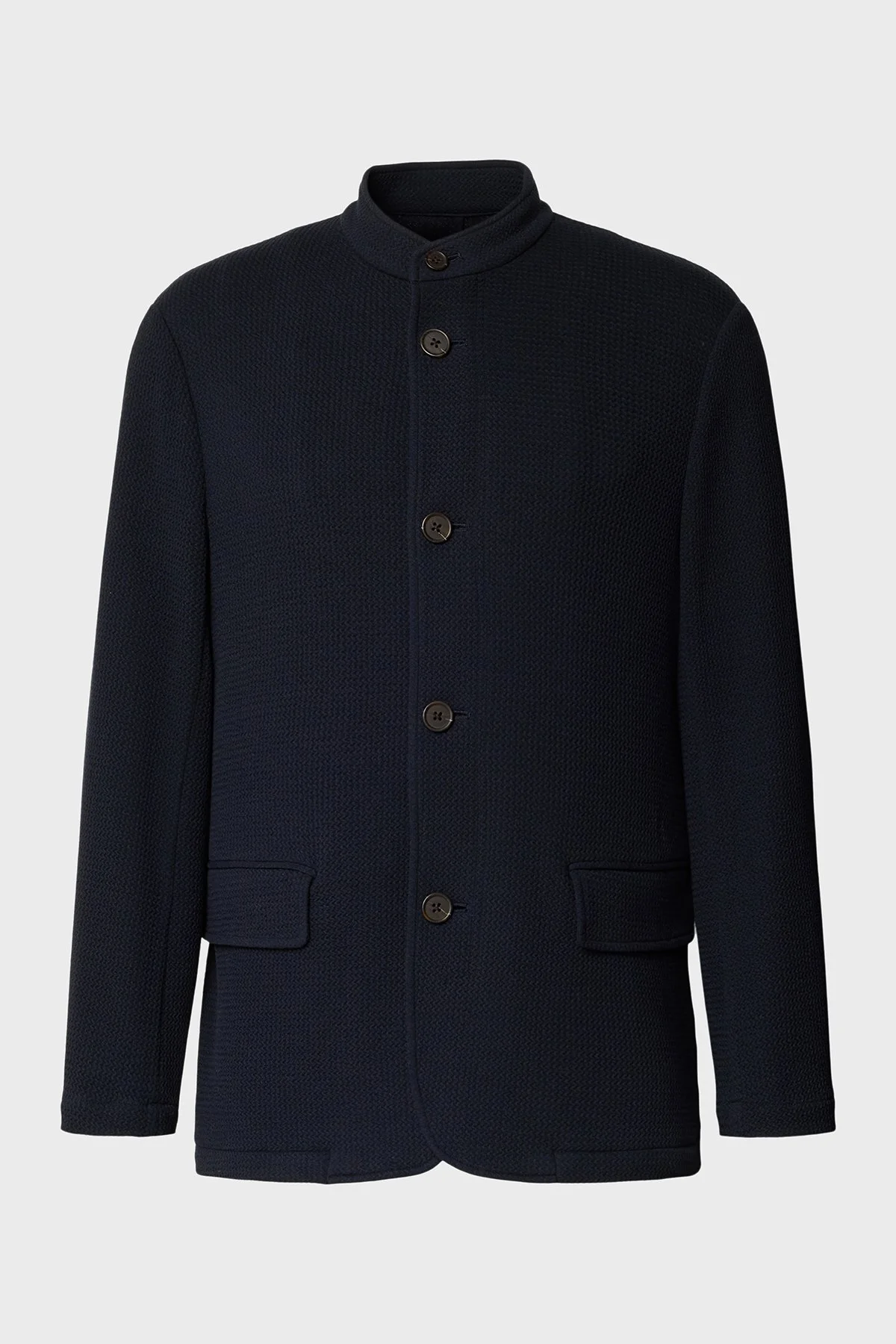 Emporio Armani Dokulu Hakim Yaka Düğmeli Erkek Ceket EM005891 AF23623 UB118 LACİVERT - 5