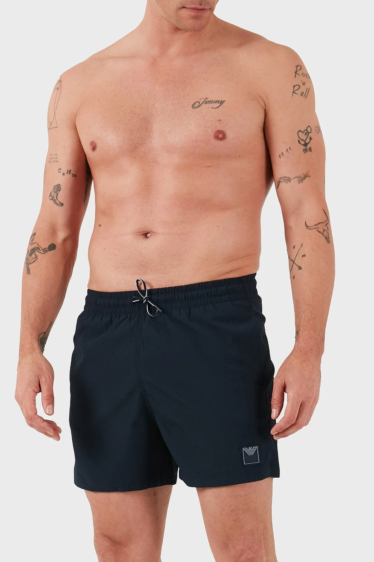 Emporio Armani Dokulu Regular Fit Normal Bel Erkek Mayo Short EM000583 AF12336 UB102 LACİVERT - 8