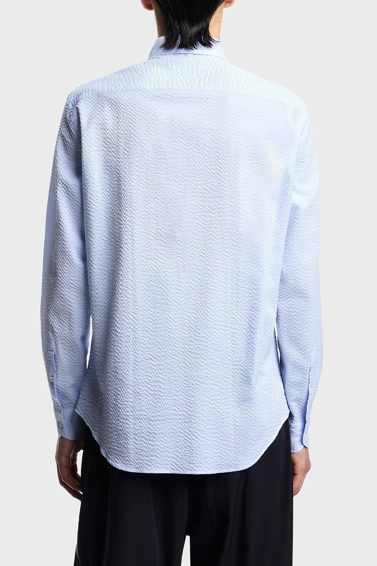 Emporio Armani Dokuma % 100 Pamuk Regualr Fit Kent Yaka Erkek Gömlek EM000099 TE14192 U9333 MAVİ - 3