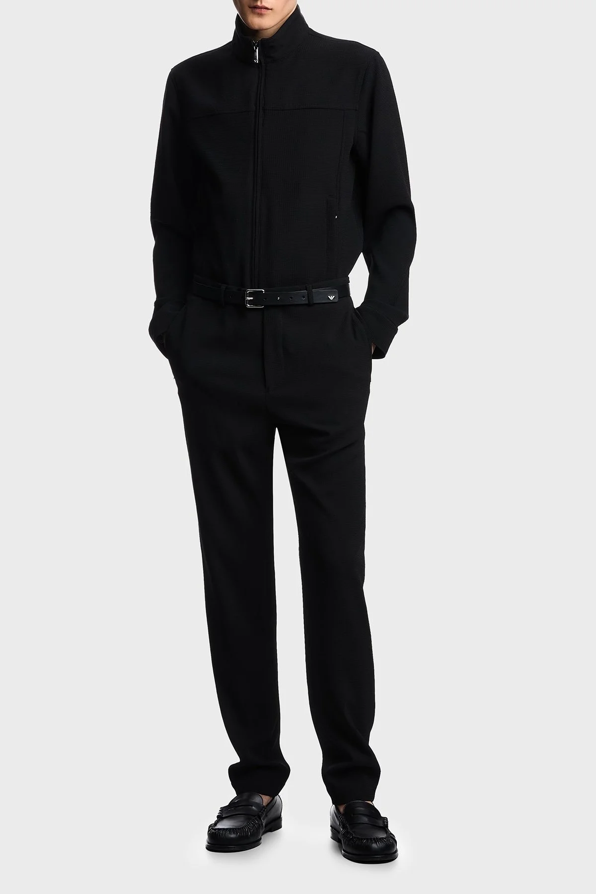 Emporio Armani Dokuma Regular Fit Yüksek Bel Düz Paça Chino Erkek Pantolon EM000158 TE14101 UC001 SİYAH - 6