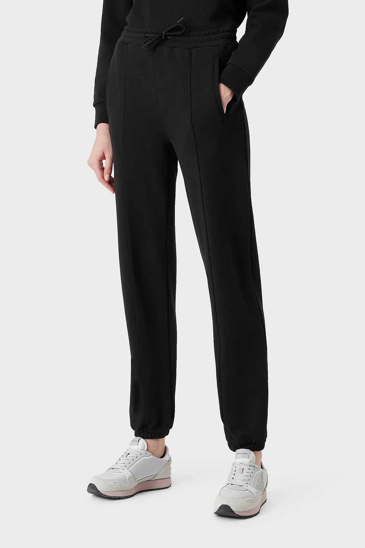 Emporio Armani Elastik Bel Bantlı Rahat Kalıp Cepli Jogger Bayan Pantolon 6L2P7B 2J49Z 0999 SİYAH - 1