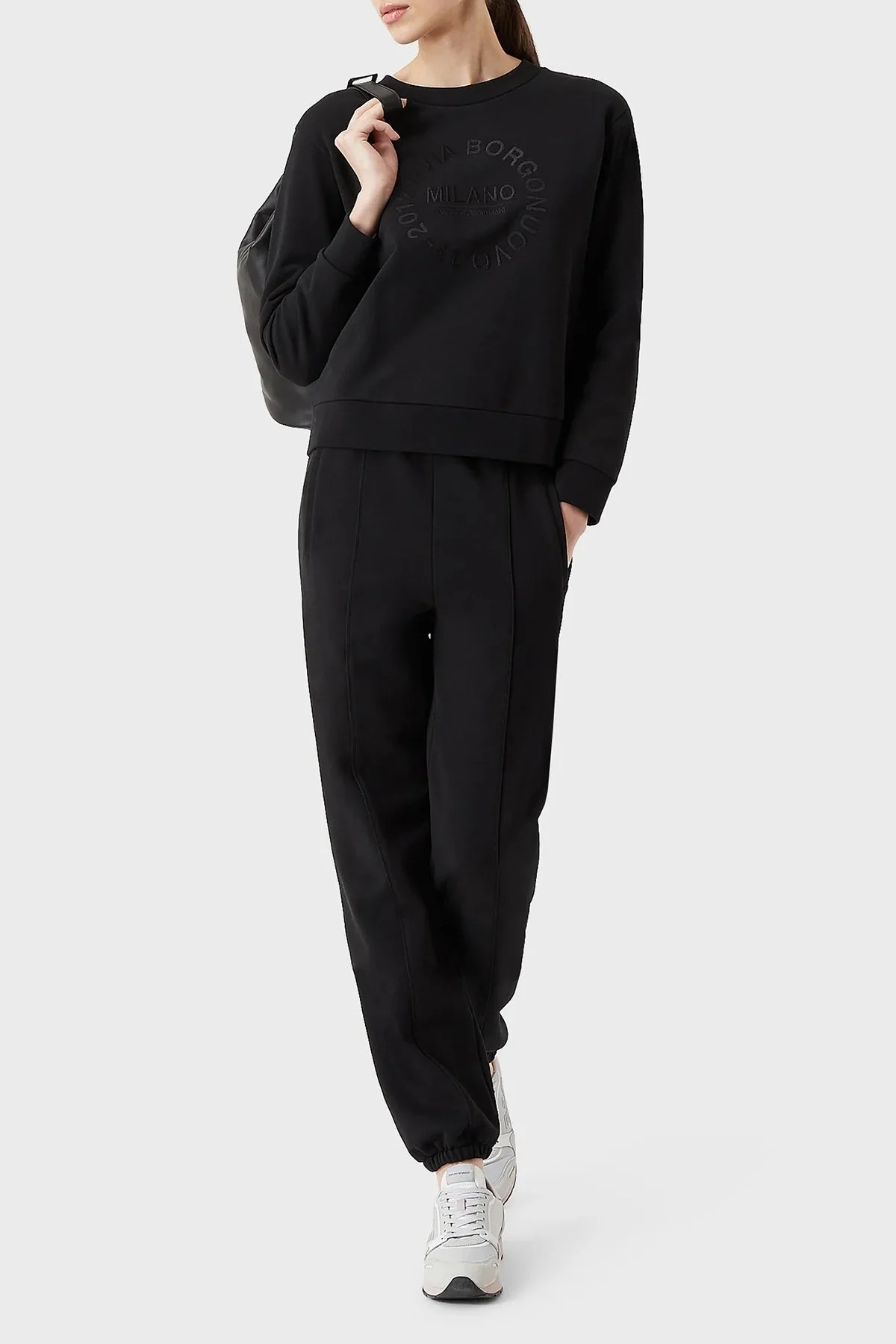 Emporio Armani Elastik Bel Bantlı Rahat Kalıp Cepli Jogger Bayan Pantolon 6L2P7B 2J49Z 0999 SİYAH - 2