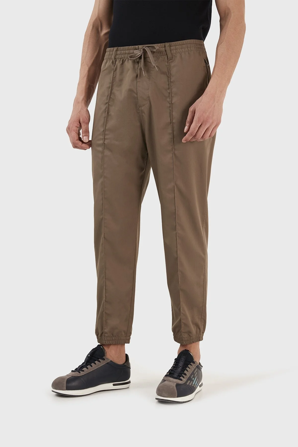 Emporio Armani Elastik Belli Büzme İpli Regular Fit Cepli Erkek Pantolon 3R1PF5 1NSEZ 0440 TOPRAK - 2