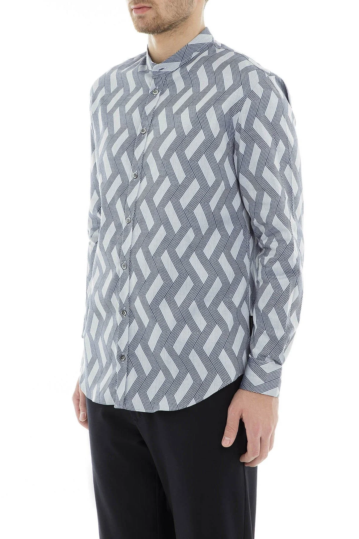 Emporio Armani Erkek Gömlek 21SMGL 213F4 041 GRİ - 10