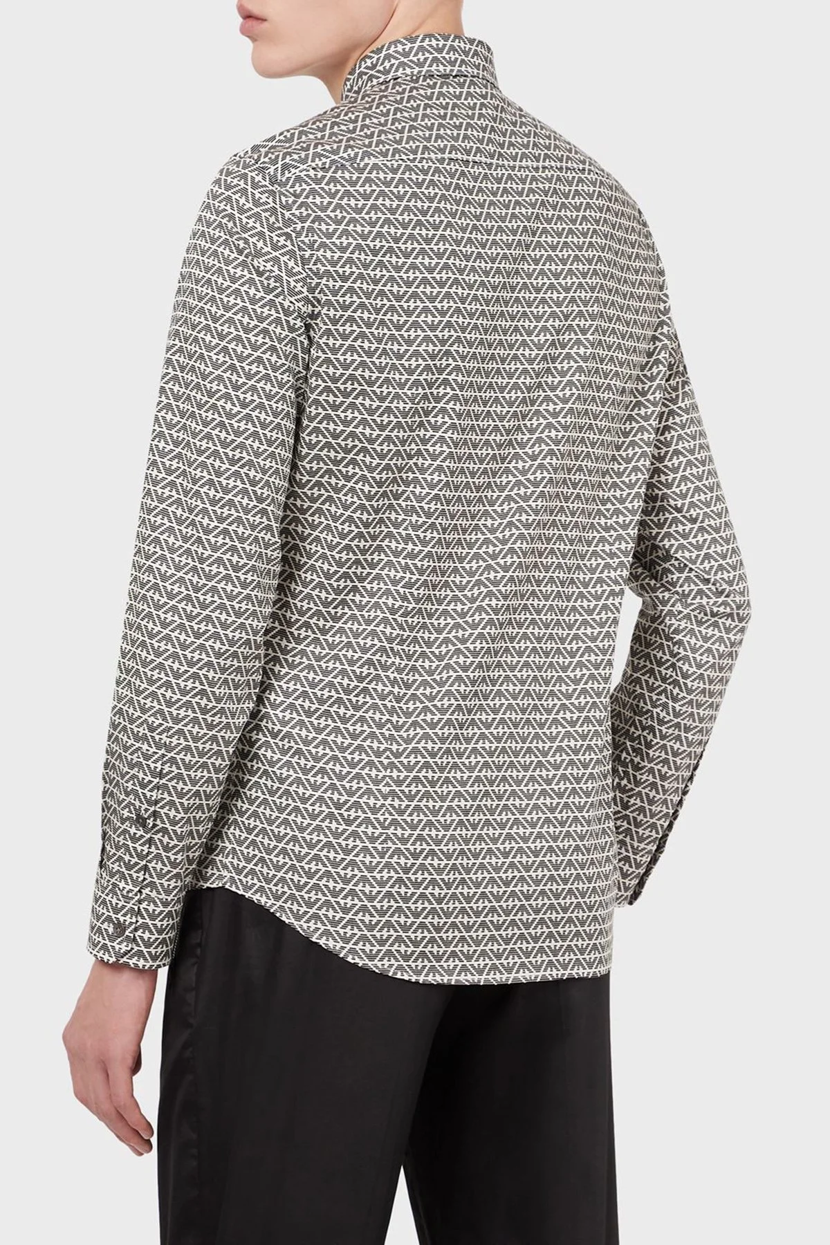 Emporio Armani Logo Baskılı Slim Fit Pamuklu Erkek Gömlek 6K1C65 1NZJZ F122 BEYAZ-SİYAH - 2