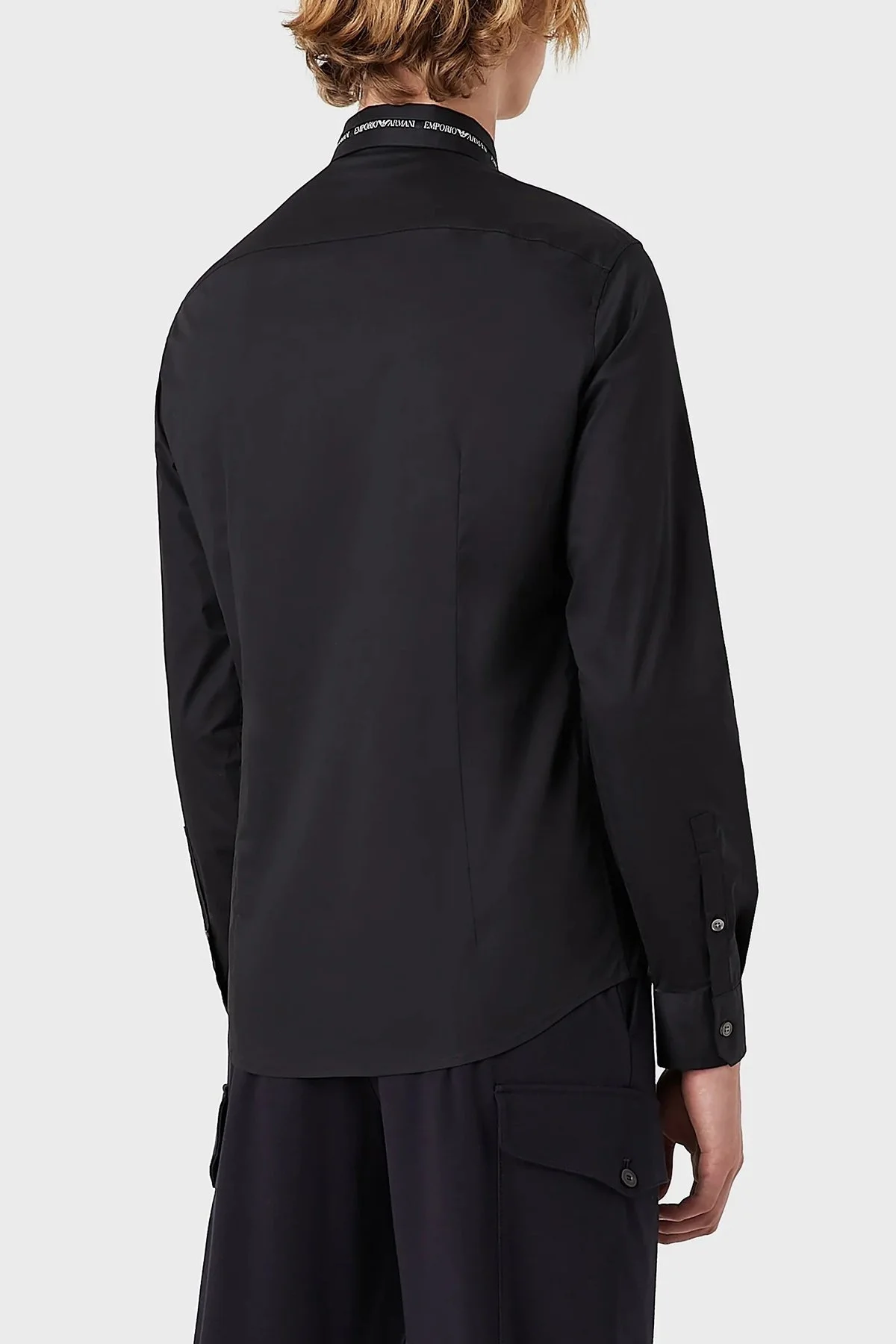 Emporio Armani Slim Fit Logo Baskılı Pamuklu Erkek Gömlek 6K1C68 1NZYZ 0920 LACİVERT - 2