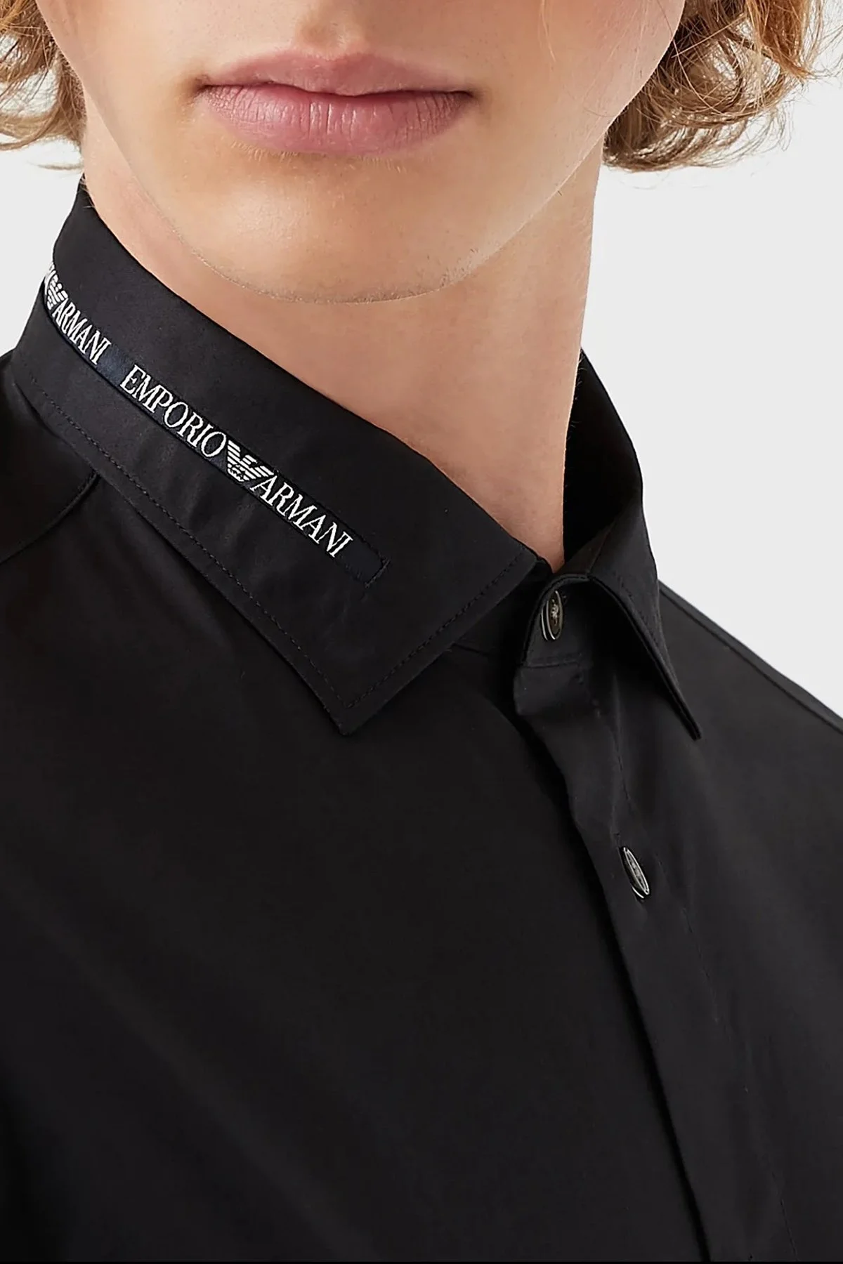 Emporio Armani Slim Fit Logo Baskılı Pamuklu Erkek Gömlek 6K1C68 1NZYZ 0920 LACİVERT - 3