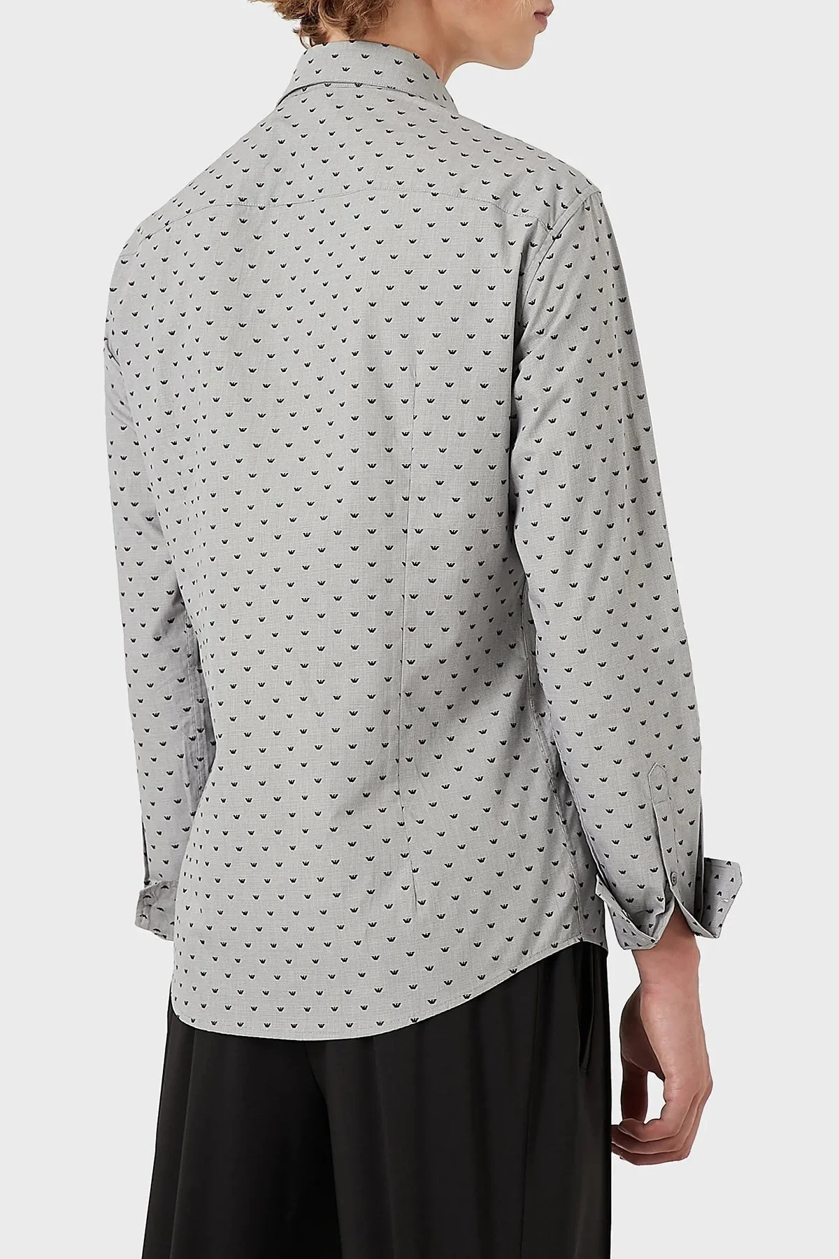 Emporio Armani Regular Fit Baskılı % 100 Pamuk Erkek Gömlek 6K1CD4 1NZRZ F611 GRİ - 2