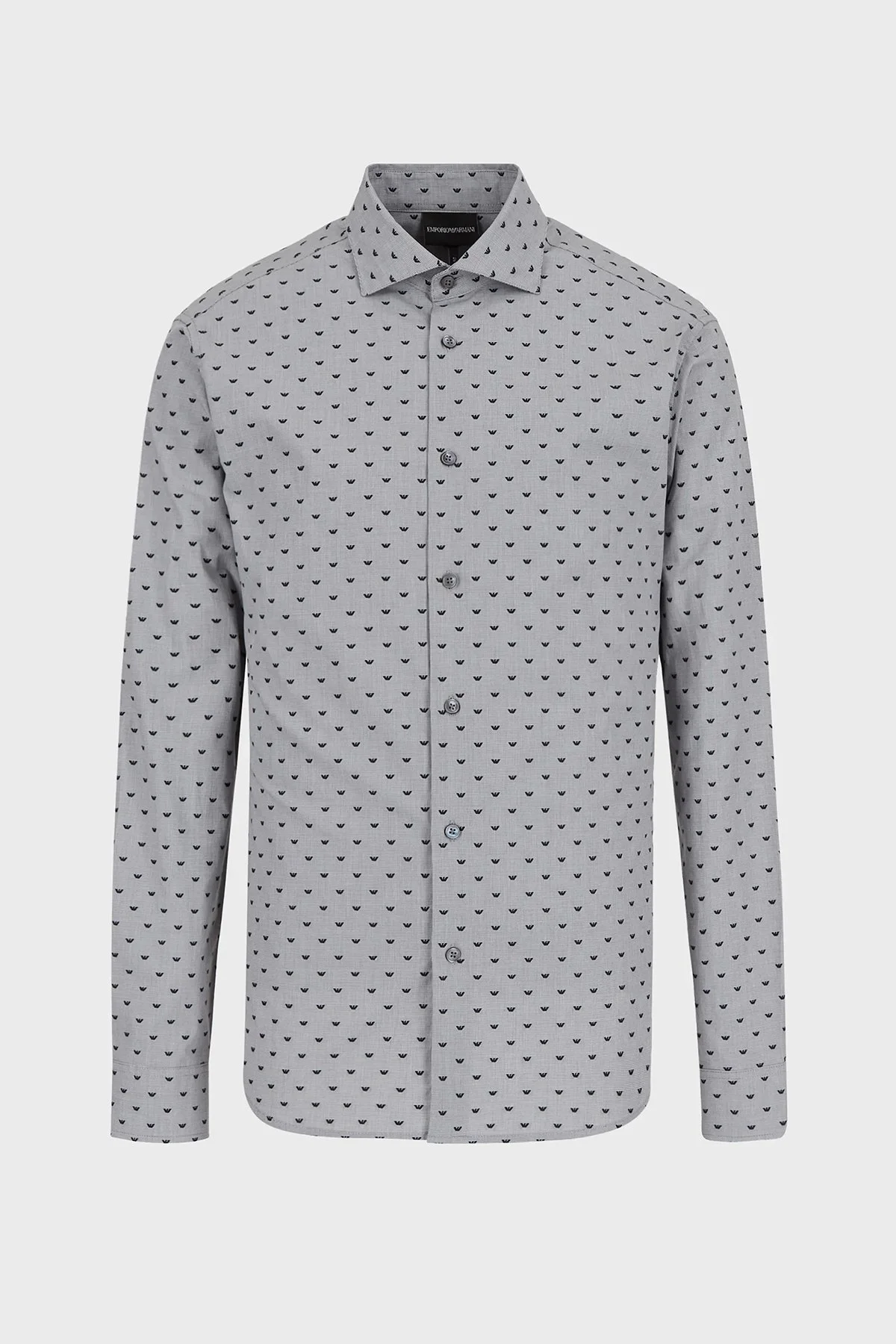 Emporio Armani Regular Fit Baskılı % 100 Pamuk Erkek Gömlek 6K1CD4 1NZRZ F611 GRİ - 4