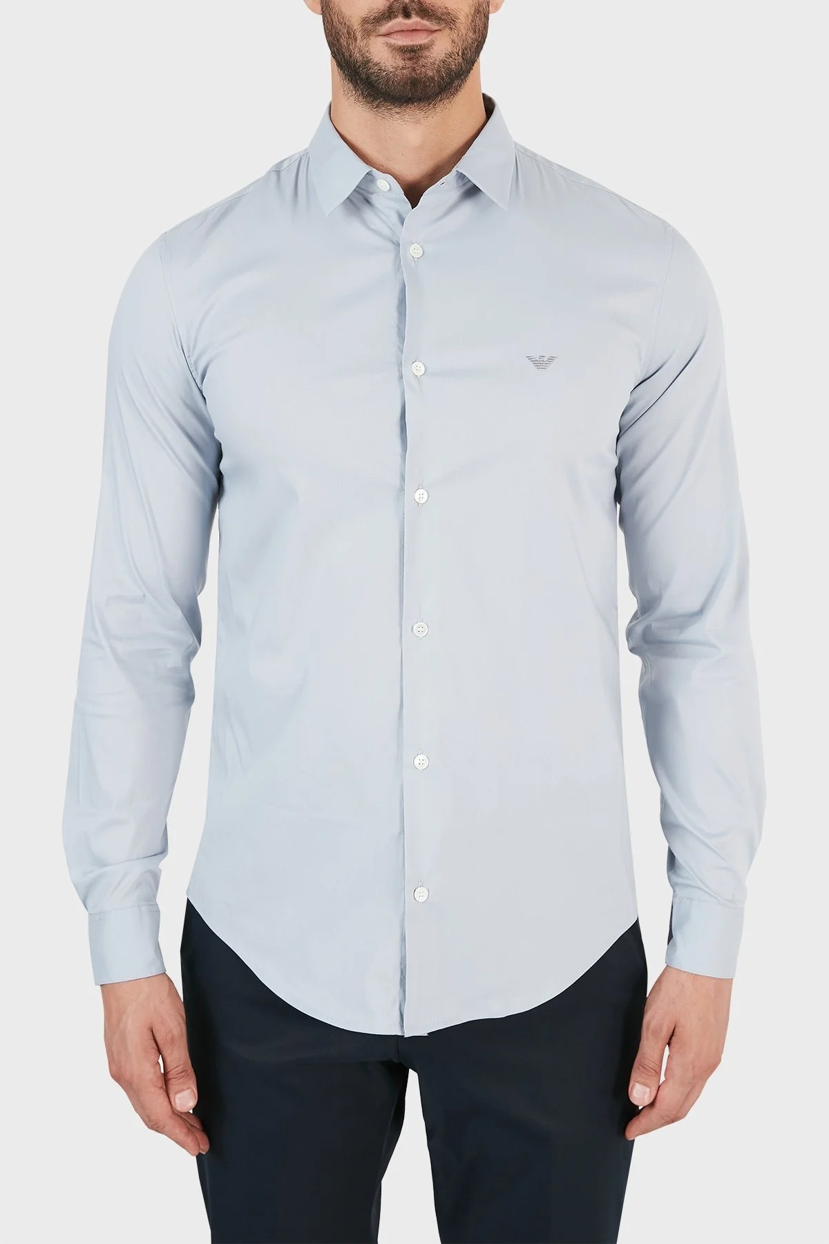 Emporio Armani Regular Fit Pamuklu Erkek Gömlek 8N1C09 1NI9Z 0785 AÇIK MAVİ - 1