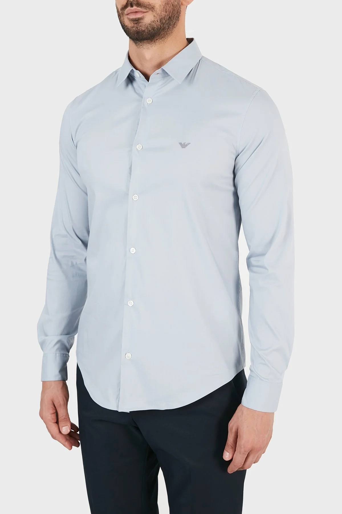 Emporio Armani Regular Fit Pamuklu Erkek Gömlek 8N1C09 1NI9Z 0785 AÇIK MAVİ - 3