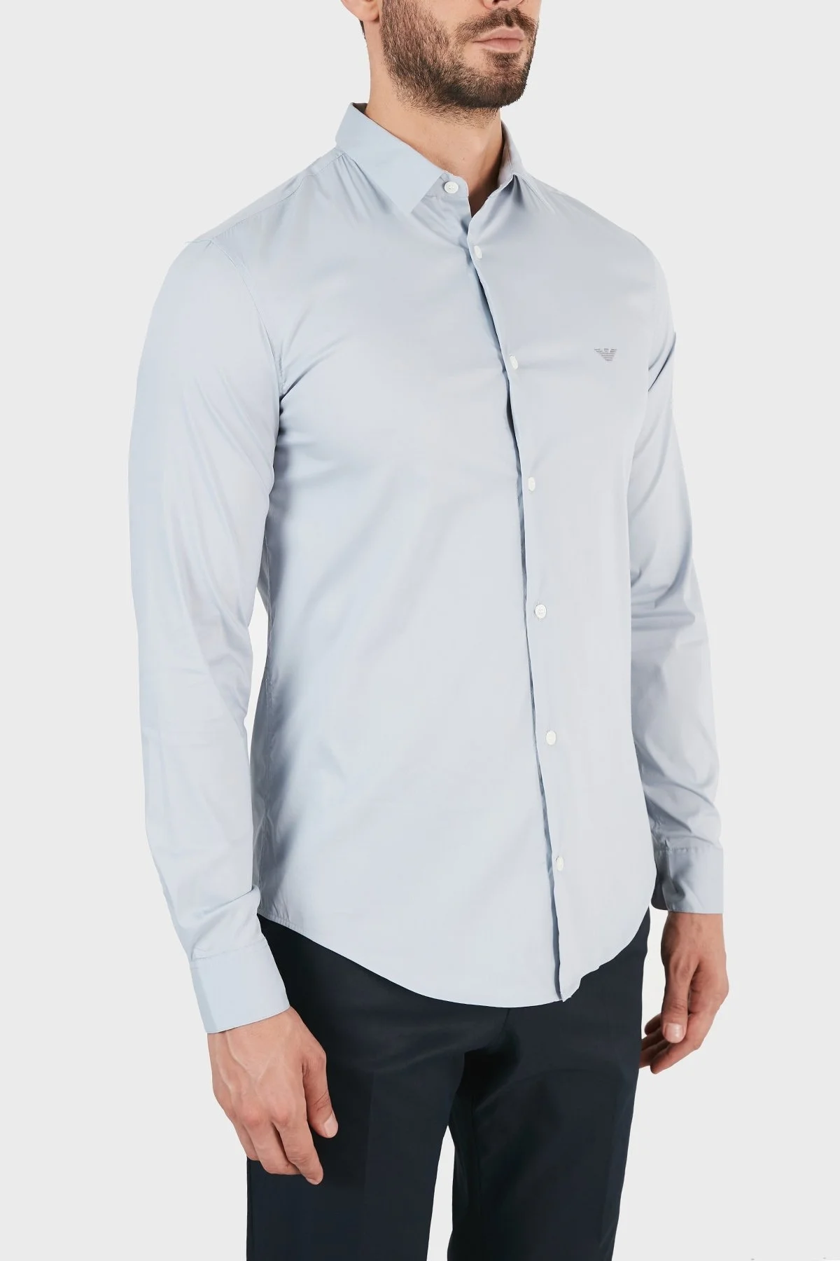 Emporio Armani Regular Fit Pamuklu Erkek Gömlek 8N1C09 1NI9Z 0785 AÇIK MAVİ - 4