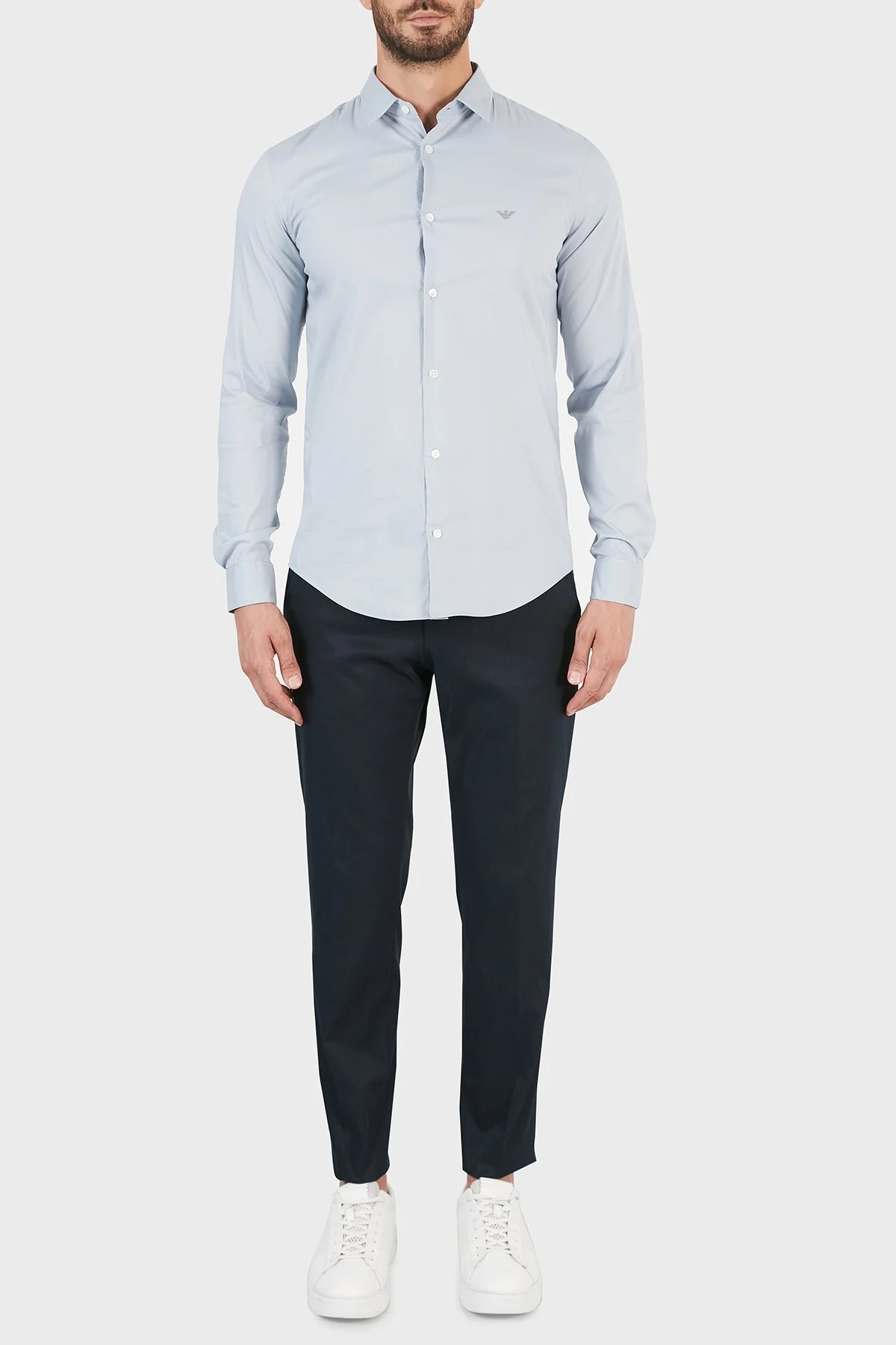 Emporio Armani Regular Fit Pamuklu Erkek Gömlek 8N1C09 1NI9Z 0785 AÇIK MAVİ - 5