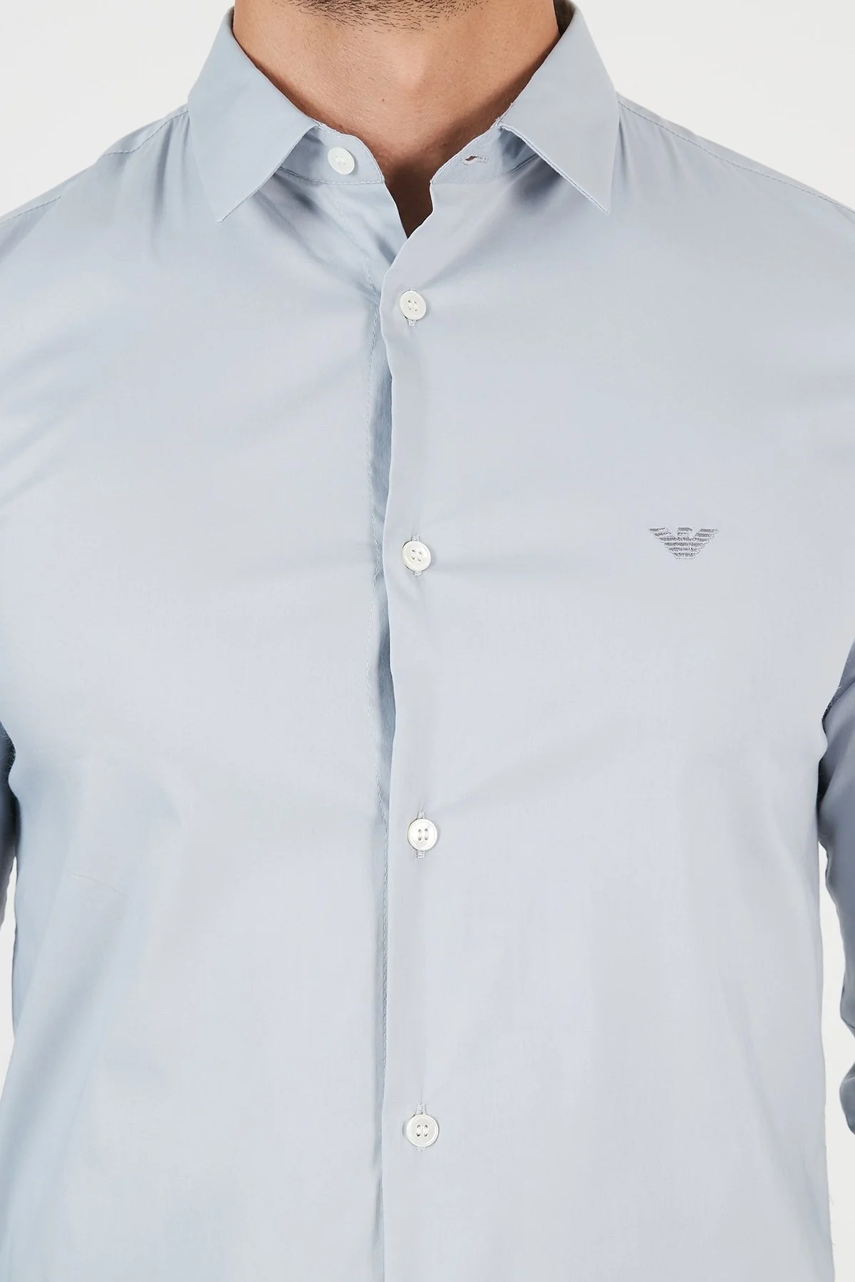 Emporio Armani Regular Fit Pamuklu Erkek Gömlek 8N1C09 1NI9Z 0785 AÇIK MAVİ - 6
