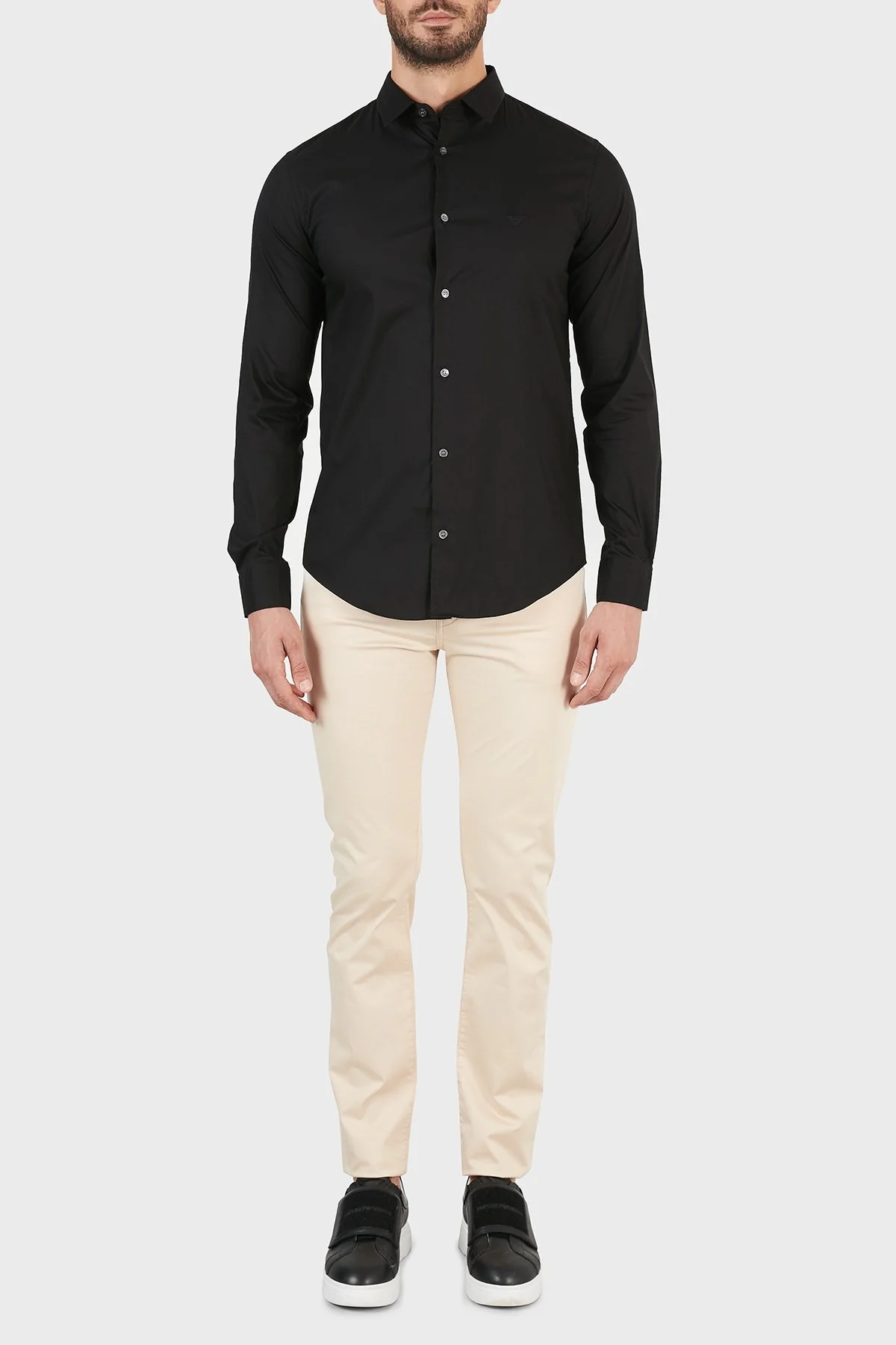 Emporio Armani Regular Fit Pamuklu Erkek Gömlek 8N1C09 1NI9Z 0999 SİYAH - 4