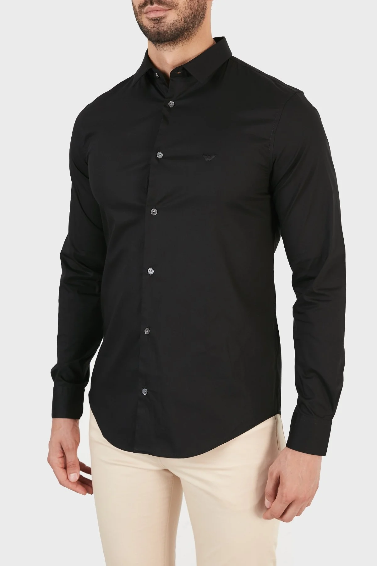 Emporio Armani Regular Fit Pamuklu Erkek Gömlek 8N1C09 1NI9Z 0999 SİYAH - 7