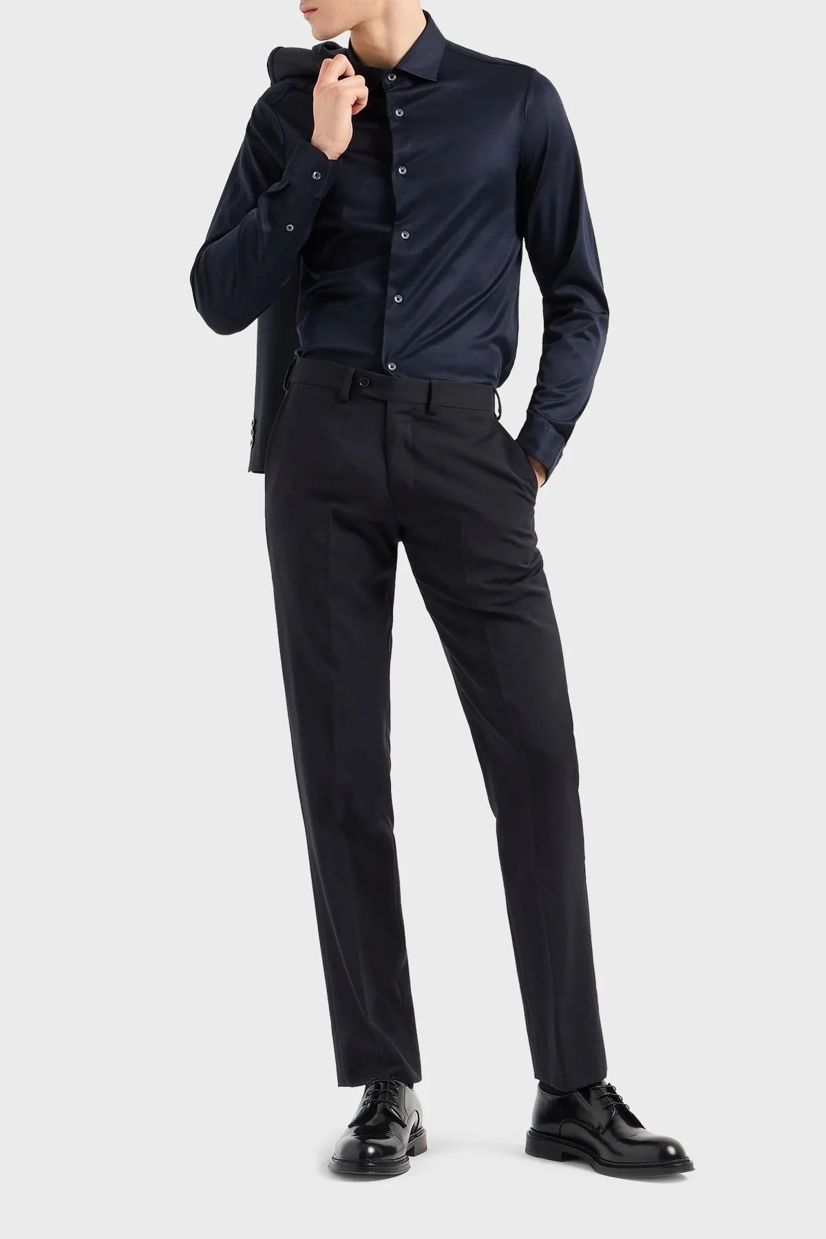 Emporio Armani Düz Yaka Erkek Gömlek 8N1CG1 1JUVZ 0920 LACİVERT - 7