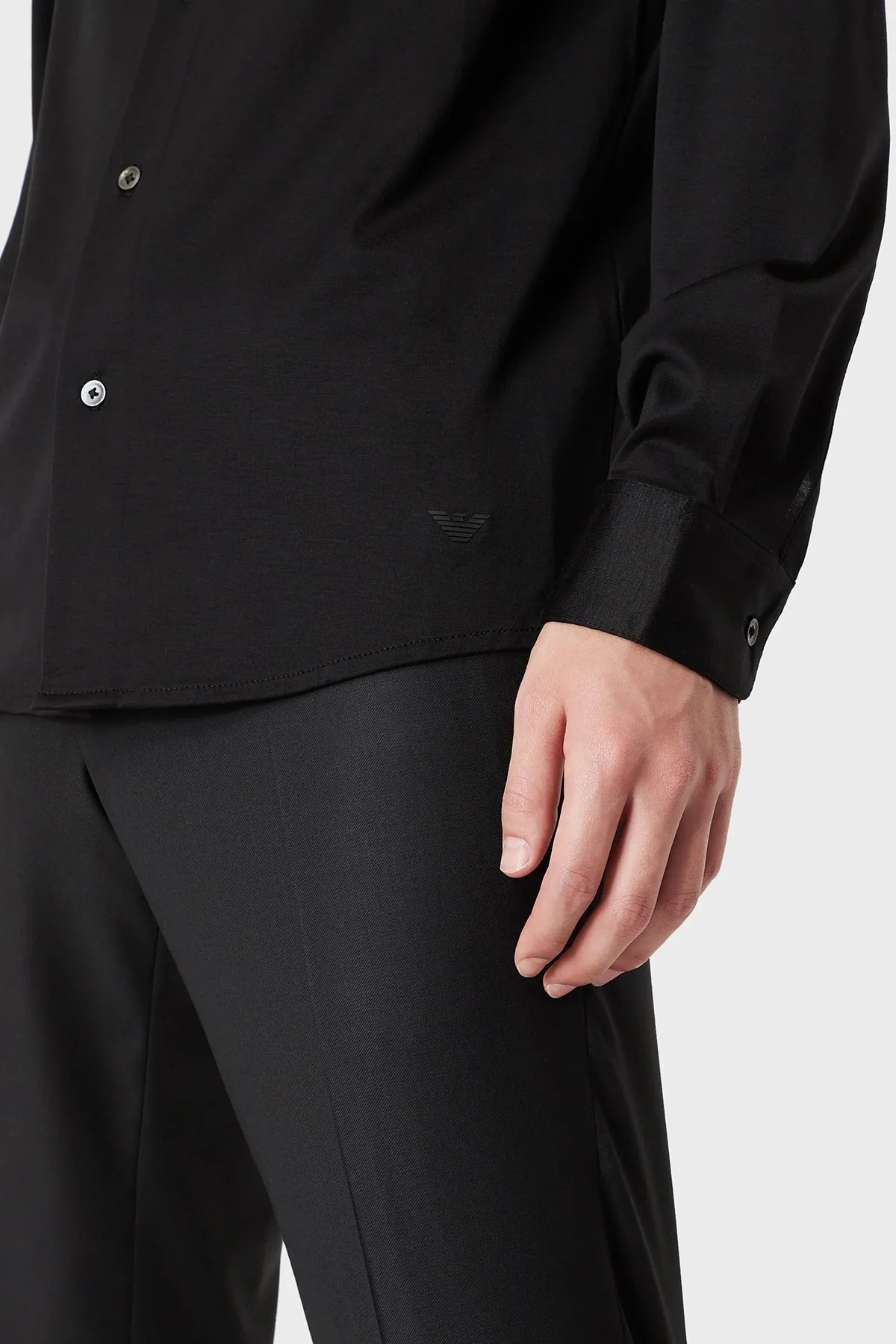 Emporio Armani Düz Yaka Erkek Gömlek 8N1CG1 1JUVZ 0999 SİYAH - 4