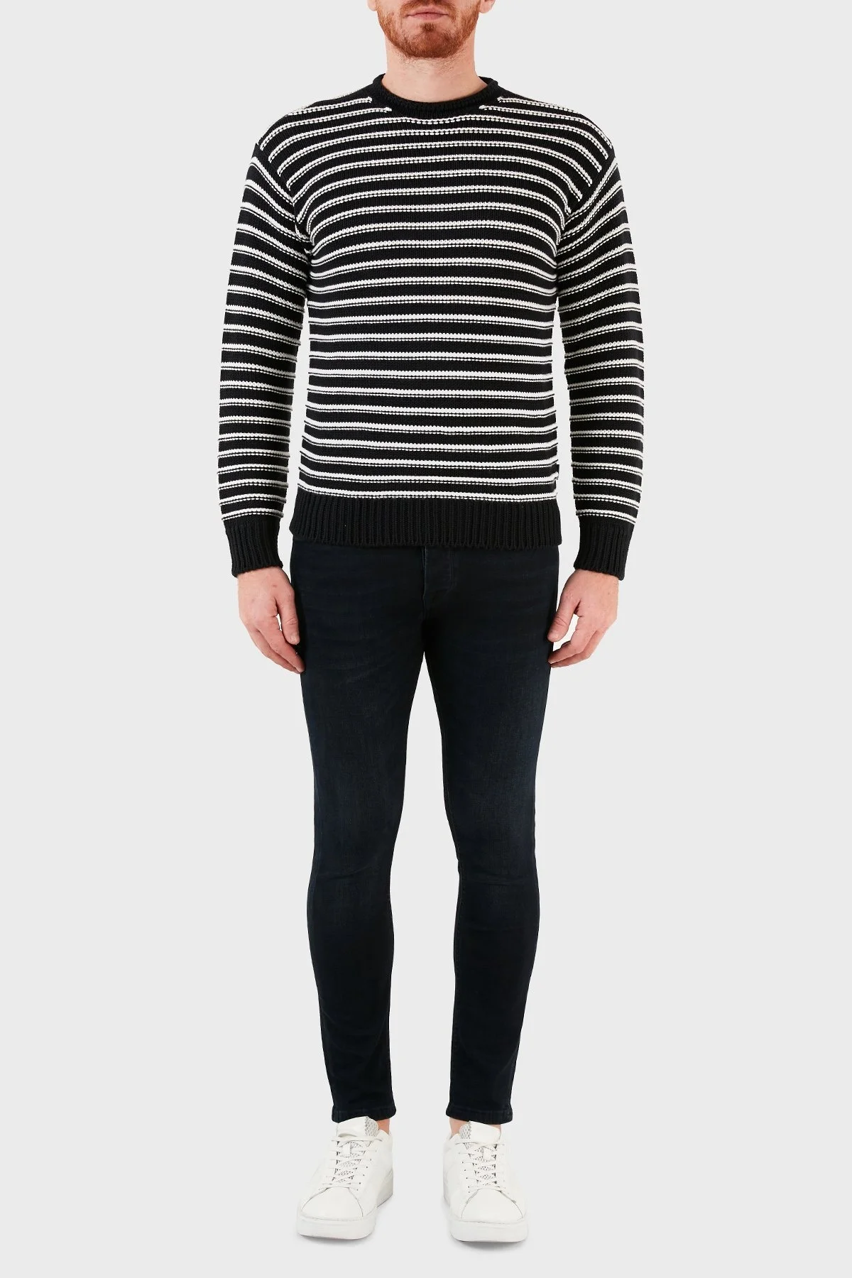 Emporio Armani Erkek Kazak 6K1MT6 1MD2Z 09E7 LACİVERT-BEYAZ - 5