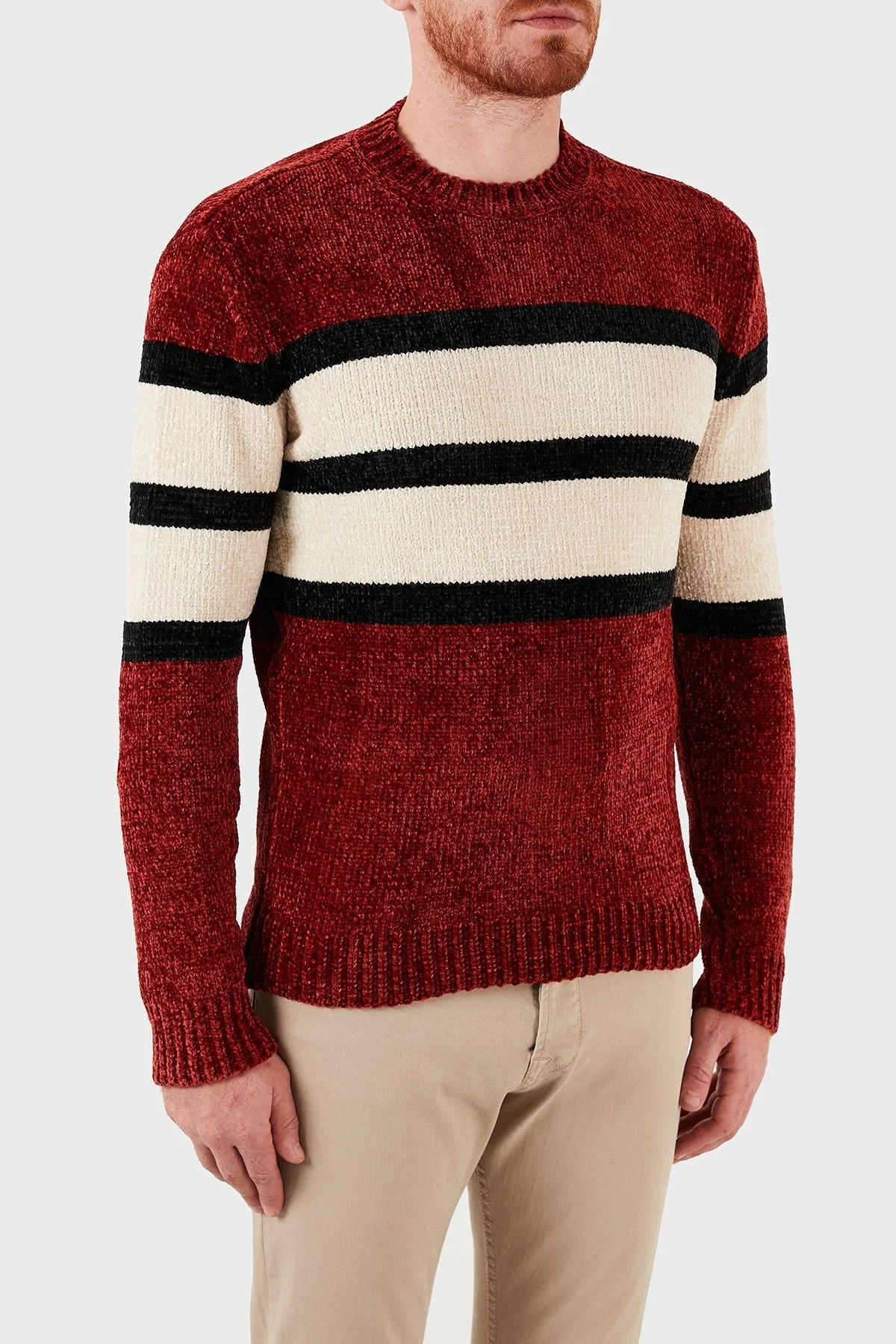 Emporio Armani Erkek Kazak 6K1MU2 1MVSZ 0358 BORDO-BEJ - 4