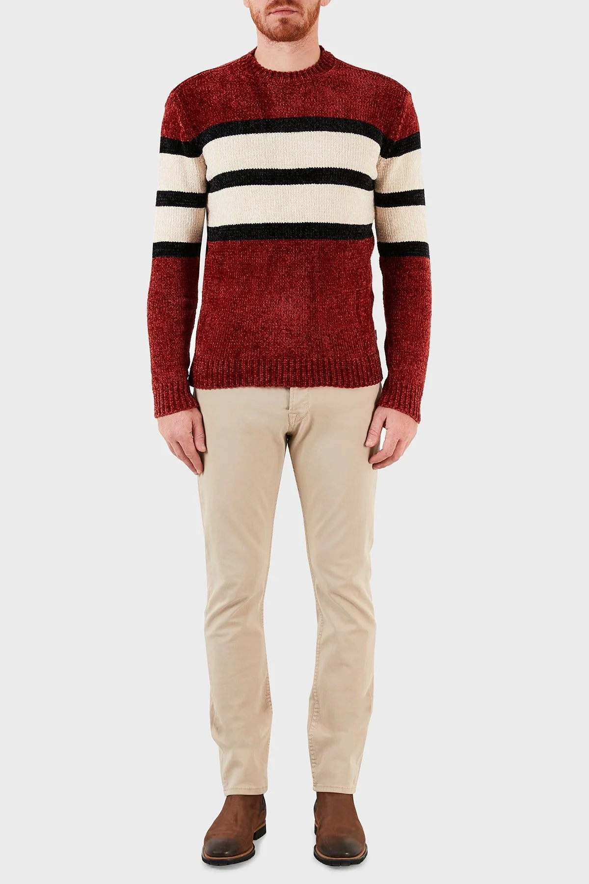 Emporio Armani Erkek Kazak 6K1MU2 1MVSZ 0358 BORDO-BEJ - 5