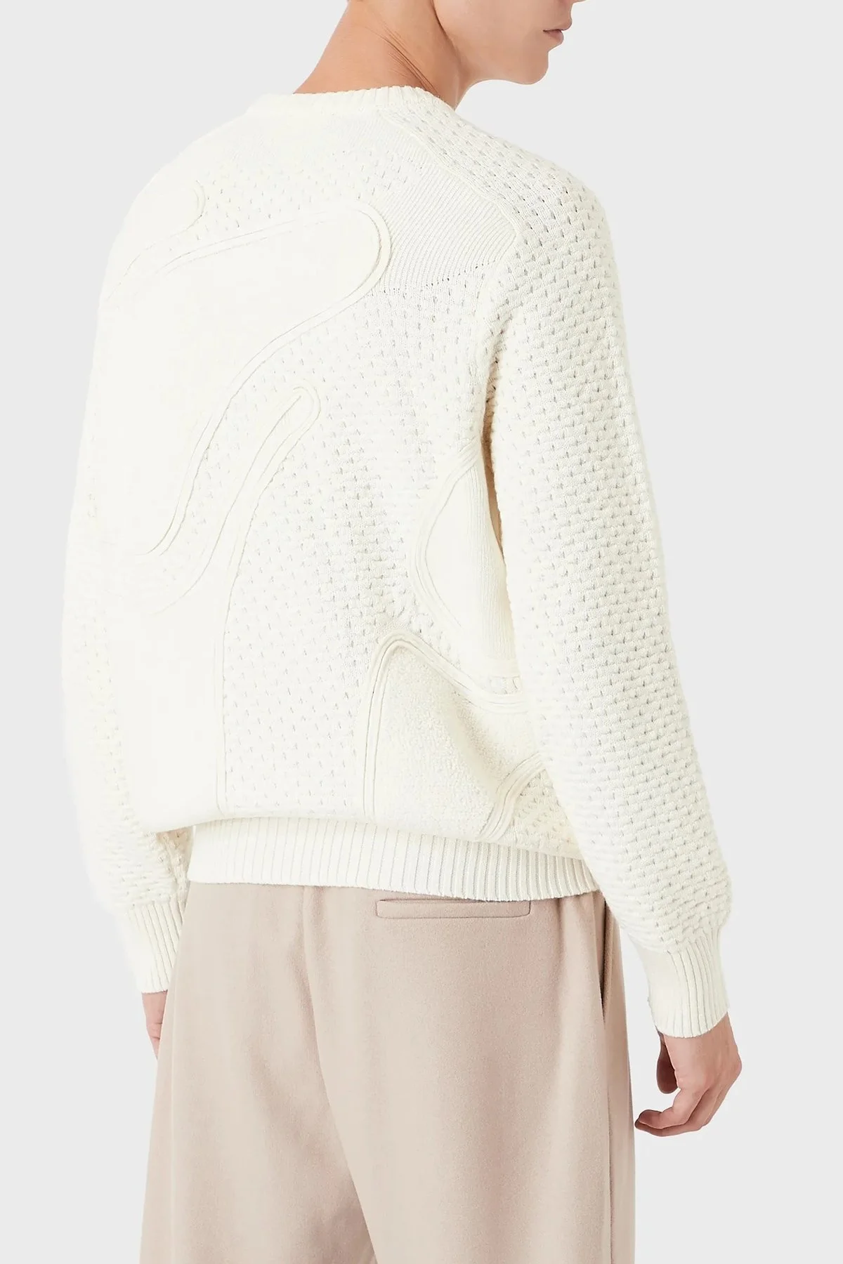 Emporio Armani Bisiklet Yaka Yün Karışımlı Erkek Kazak 6K1MV3 1M03Z 0102 BEYAZ - 2