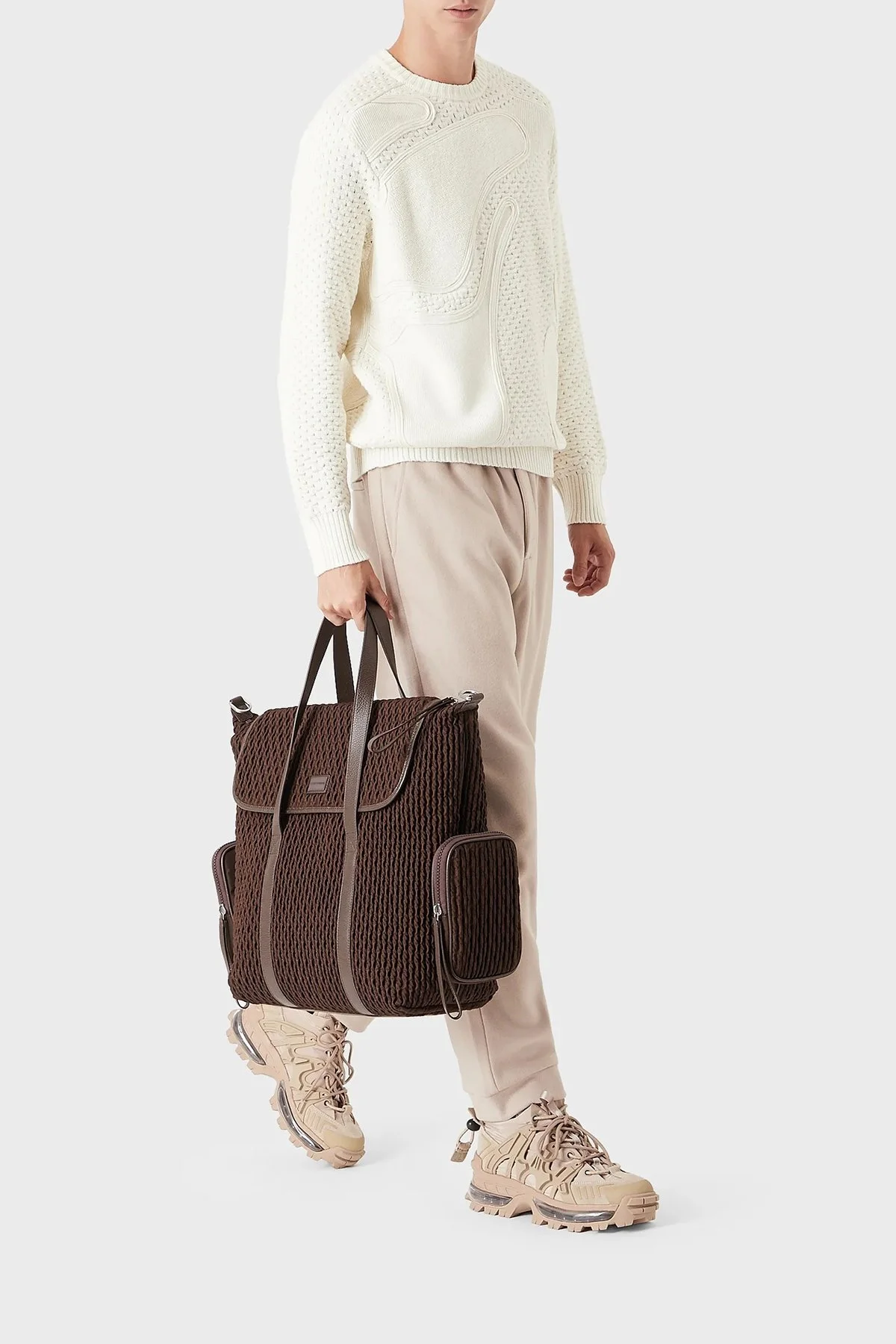 Emporio Armani Bisiklet Yaka Yün Karışımlı Erkek Kazak 6K1MV3 1M03Z 0102 BEYAZ - 3