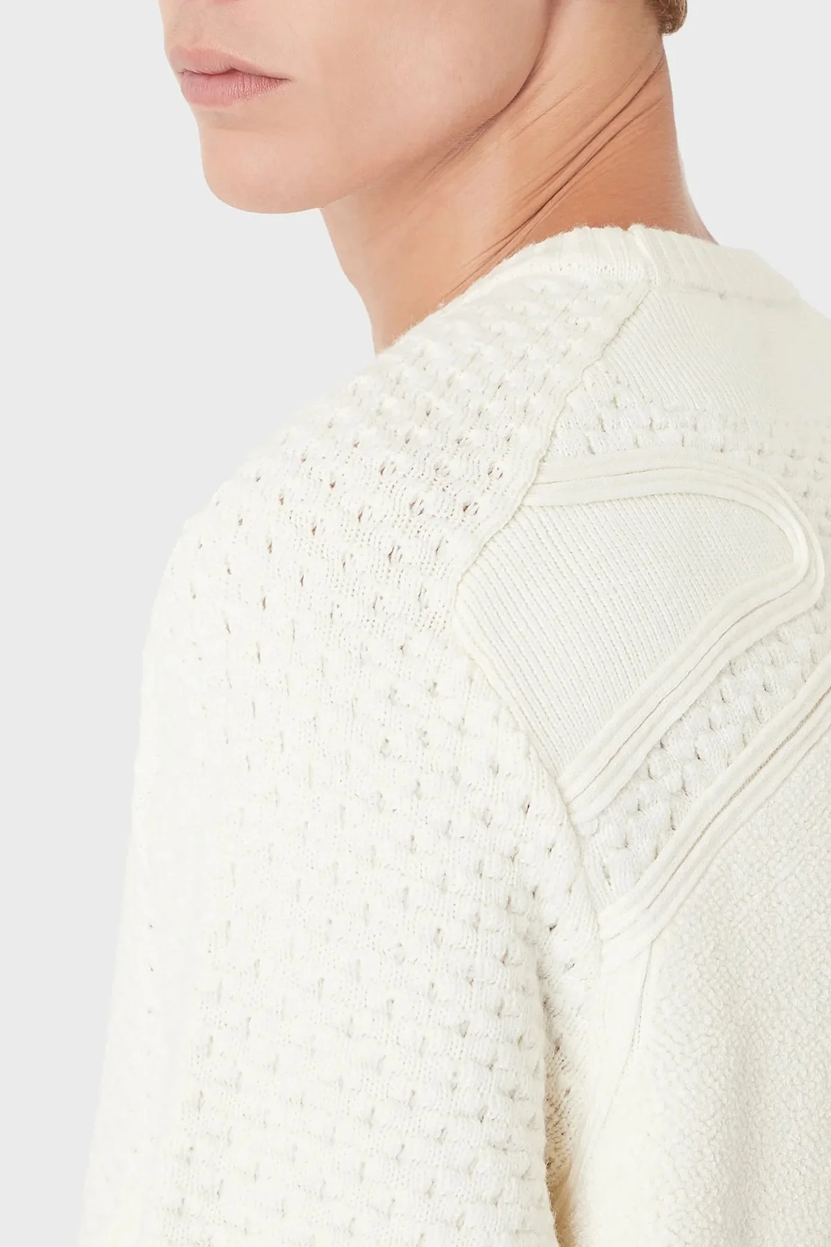 Emporio Armani Bisiklet Yaka Yün Karışımlı Erkek Kazak 6K1MV3 1M03Z 0102 BEYAZ - 4