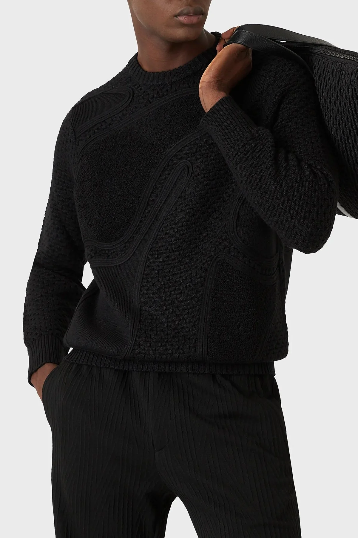 Emporio Armani Bisiklet Yaka Yün Karışımlı Erkek Kazak 6K1MV3 1M03Z 0999 SİYAH - 3