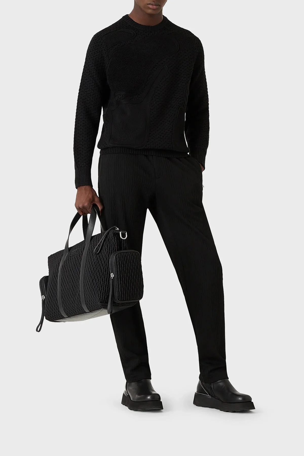 Emporio Armani Bisiklet Yaka Yün Karışımlı Erkek Kazak 6K1MV3 1M03Z 0999 SİYAH - 4