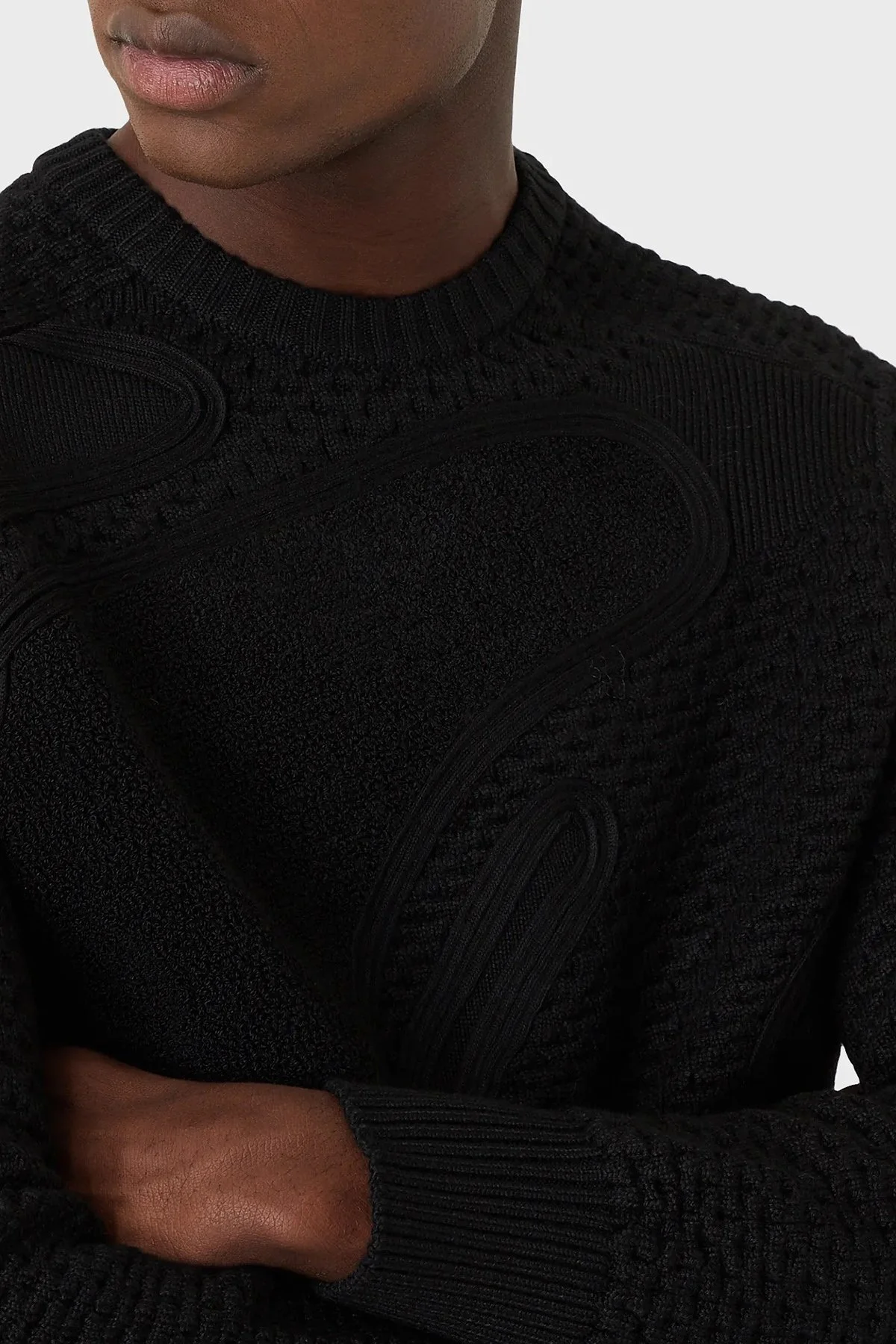 Emporio Armani Bisiklet Yaka Yün Karışımlı Erkek Kazak 6K1MV3 1M03Z 0999 SİYAH - 5