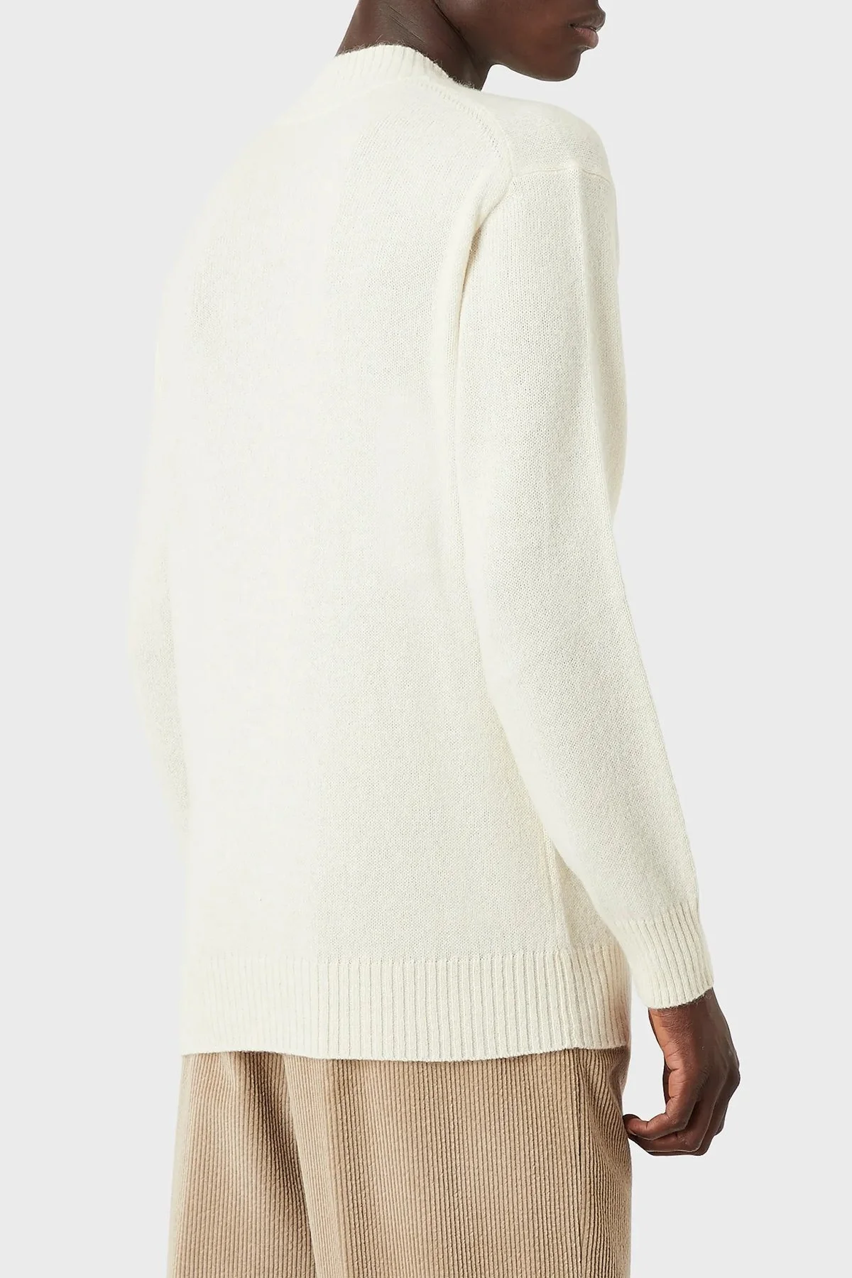 Emporio Armani Marka Logolu Dik Yaka Alpaka Karışımlı Erkek Kazak 6K1MV8 1M10Z 0102 BEYAZ - 2