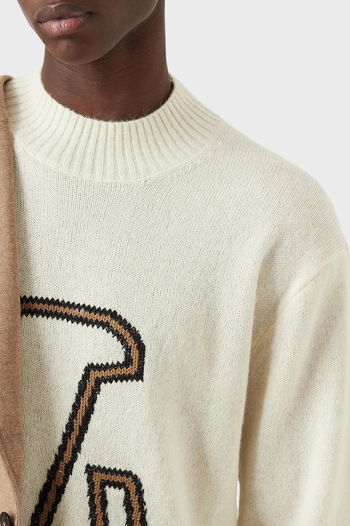 Emporio Armani Marka Logolu Dik Yaka Alpaka Karışımlı Erkek Kazak 6K1MV8 1M10Z 0102 BEYAZ - 3