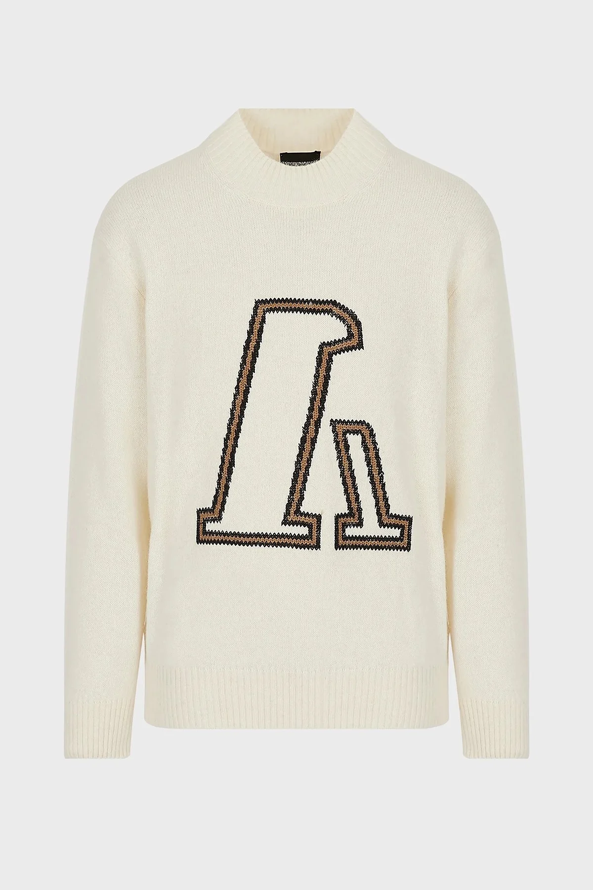 Emporio Armani Marka Logolu Dik Yaka Alpaka Karışımlı Erkek Kazak 6K1MV8 1M10Z 0102 BEYAZ - 4