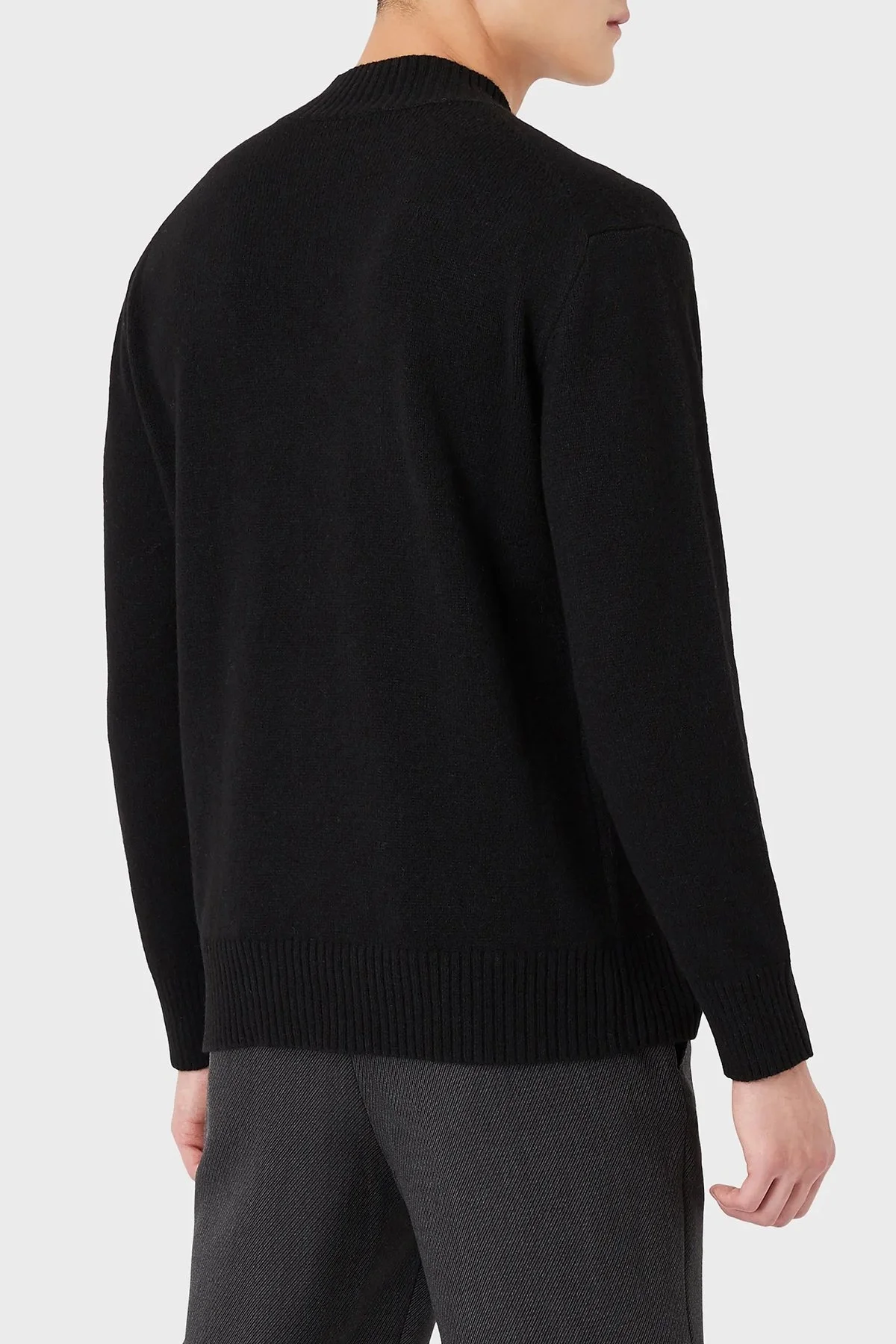 Emporio Armani Marka Logolu Dik Yaka Alpaka Karışımlı Erkek Kazak 6K1MV8 1M10Z 0999 SİYAH - 2