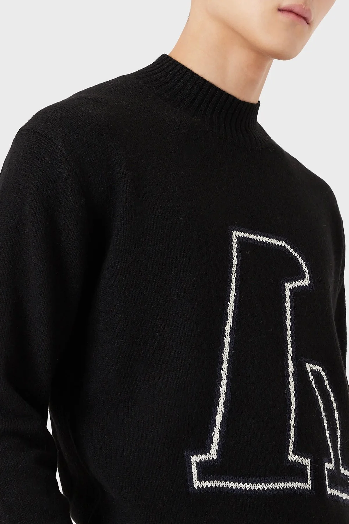 Emporio Armani Marka Logolu Dik Yaka Alpaka Karışımlı Erkek Kazak 6K1MV8 1M10Z 0999 SİYAH - 3